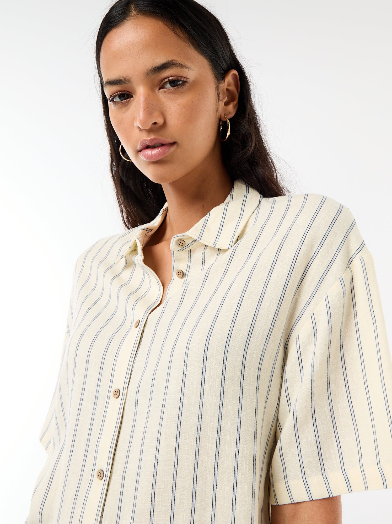 Chemise unie à manches courtes - Jaune