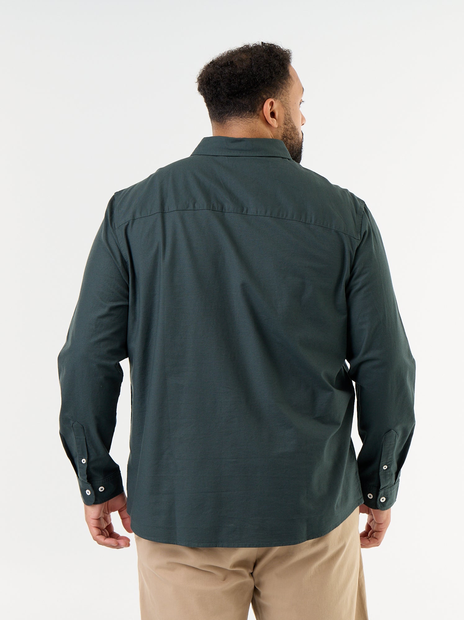 Chemise unie à manches longues - Vert