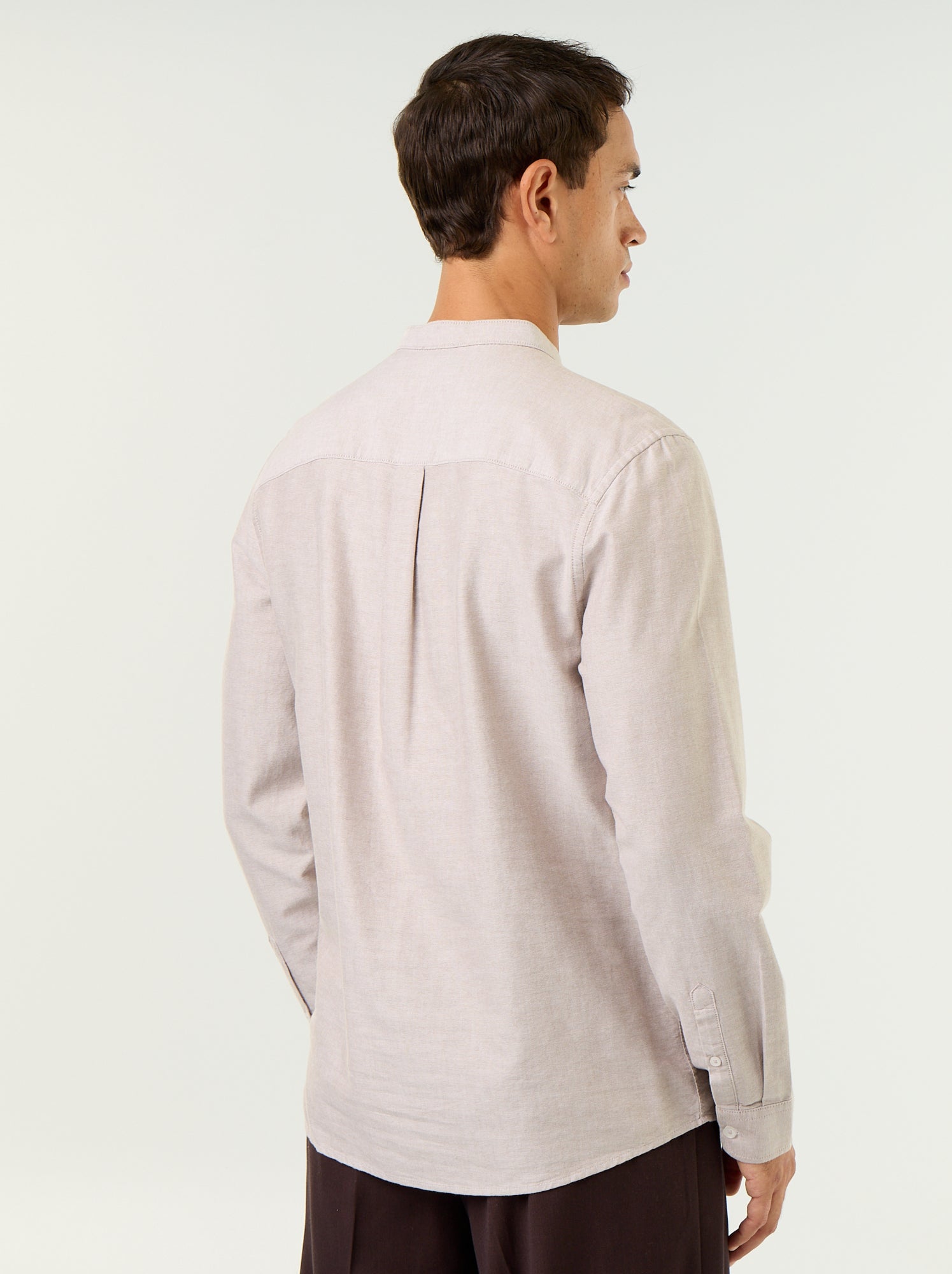 Chemise unie col mao - Beige