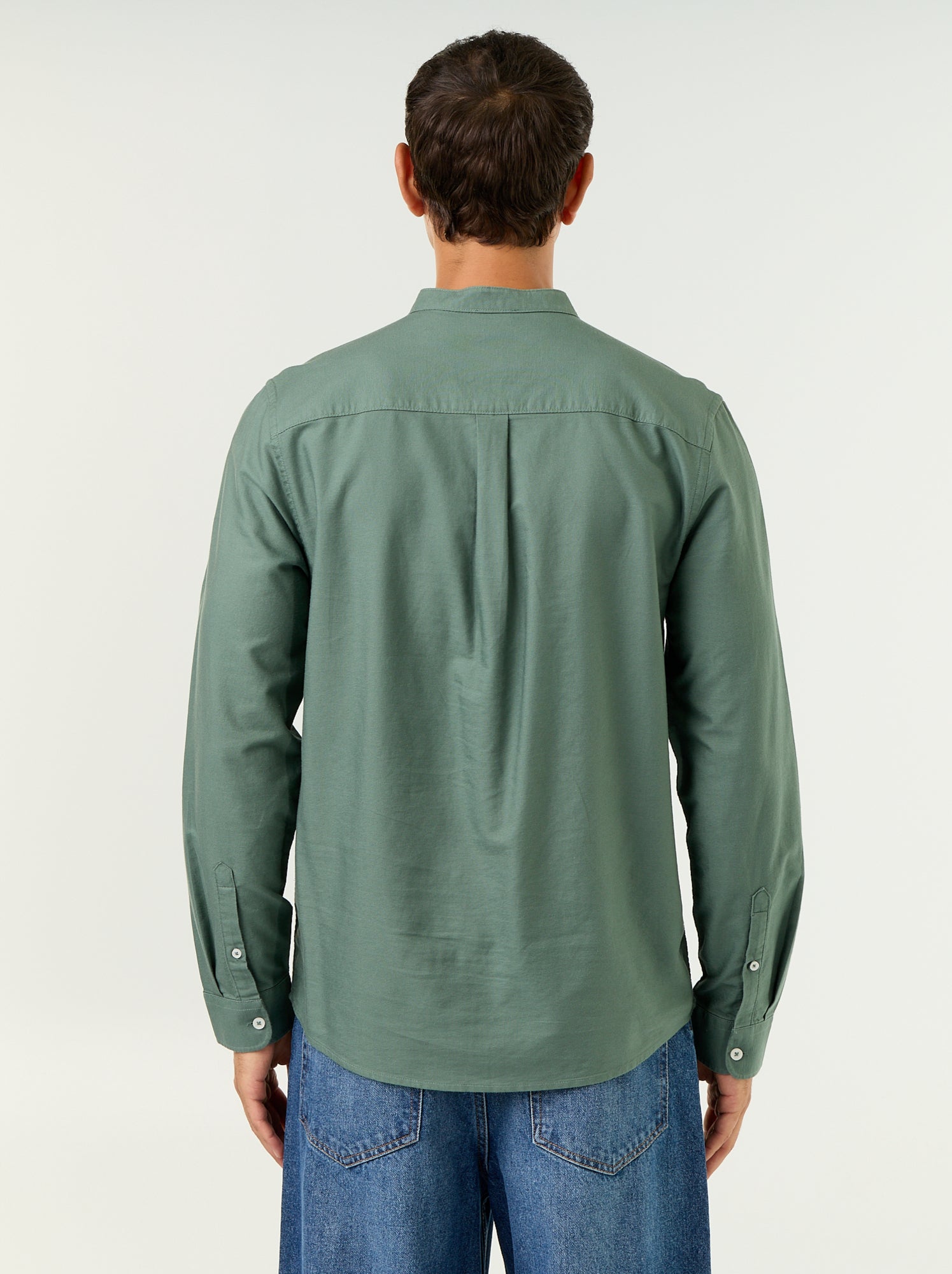 Chemise unie col mao - Vert