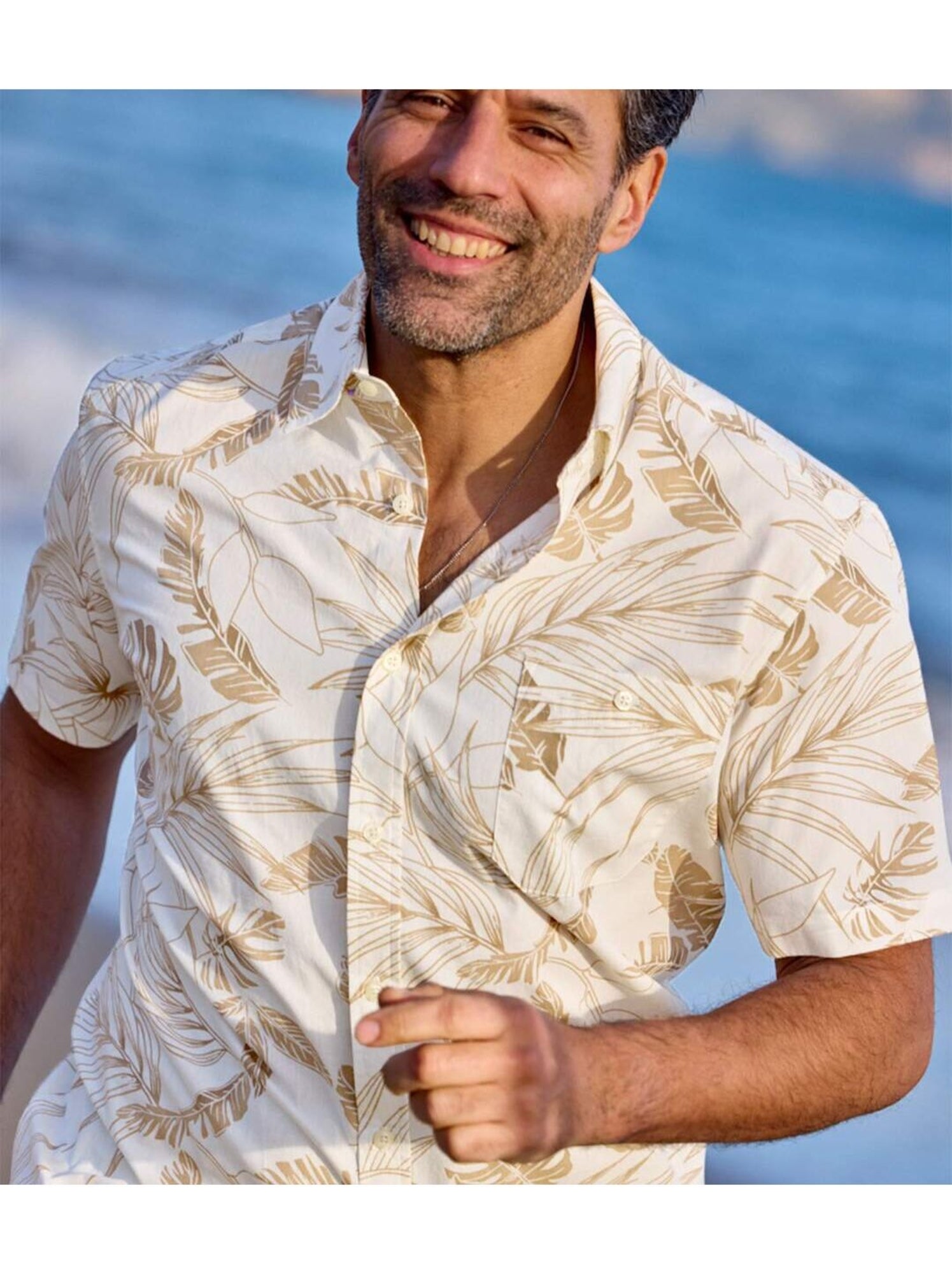 Chemisette popeline hawaïenne  - atlas for men - Beige