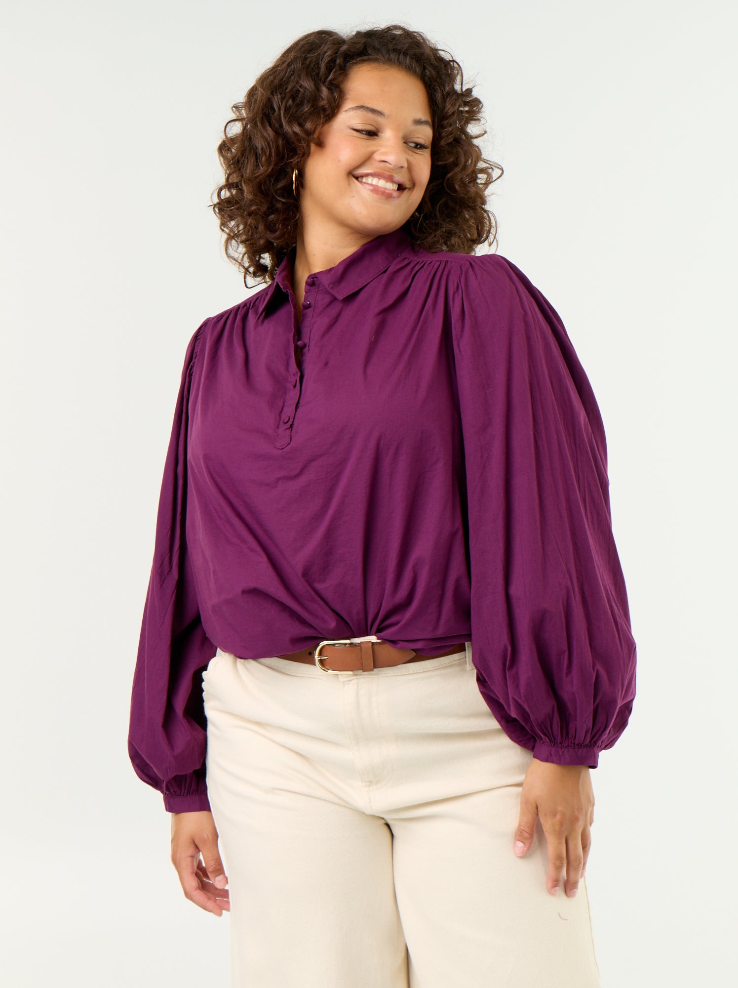 Chemisier à manches ballon - Violet (GBP17_4)