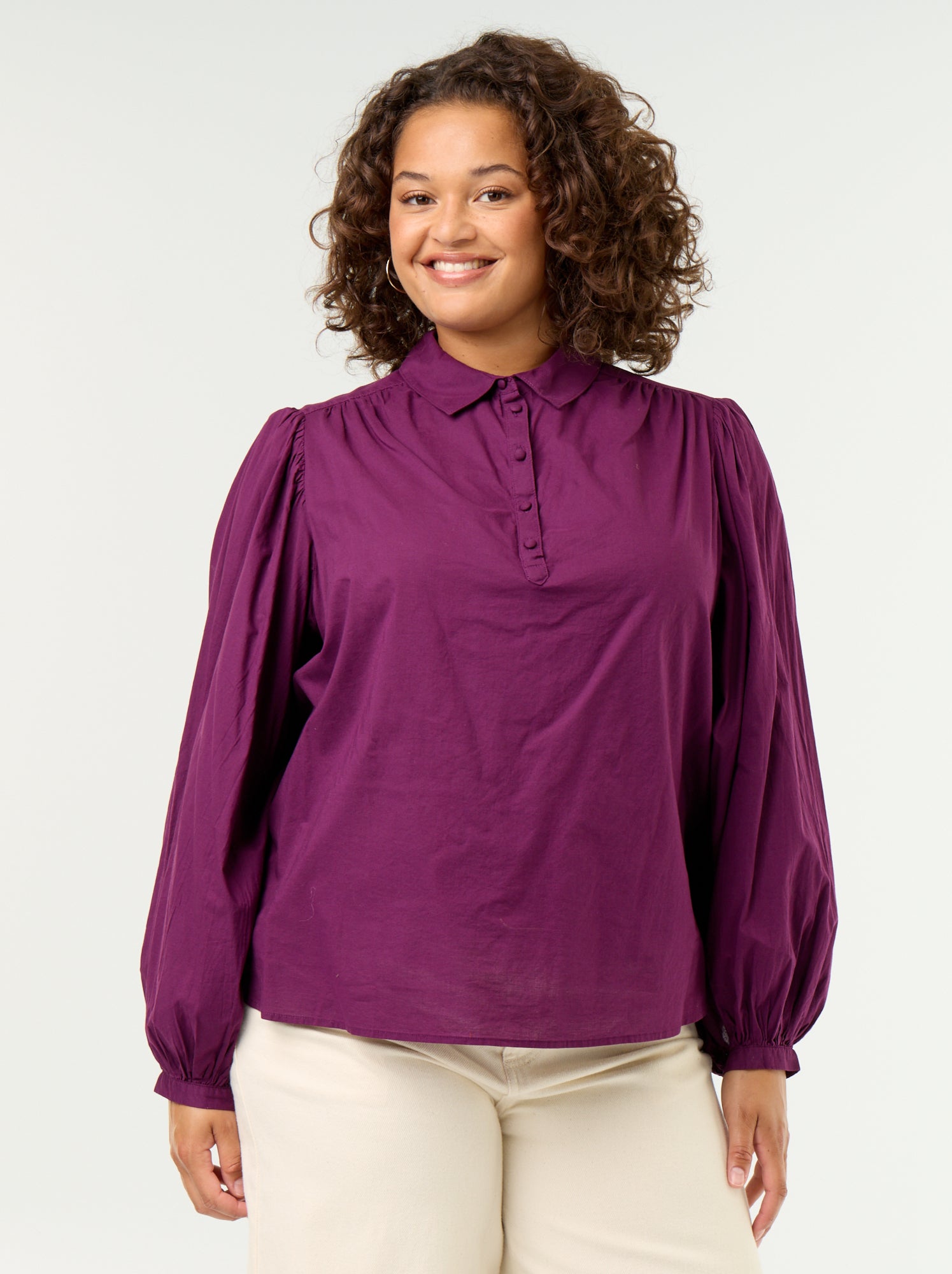 Chemisier à manches ballon - Violet (GBP17_4)