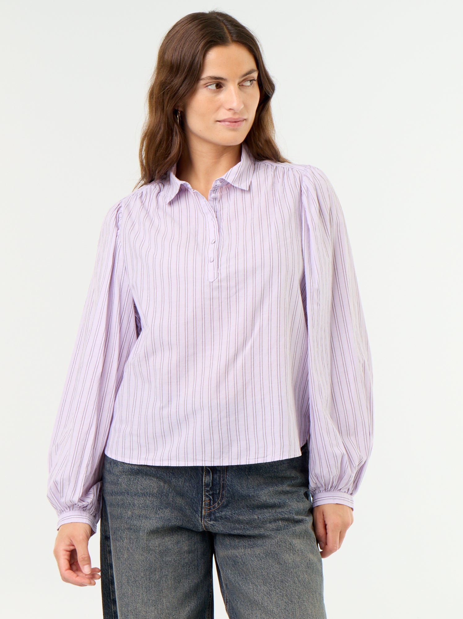 Chemisier avec col boutonné - Violet (GBP09_3)