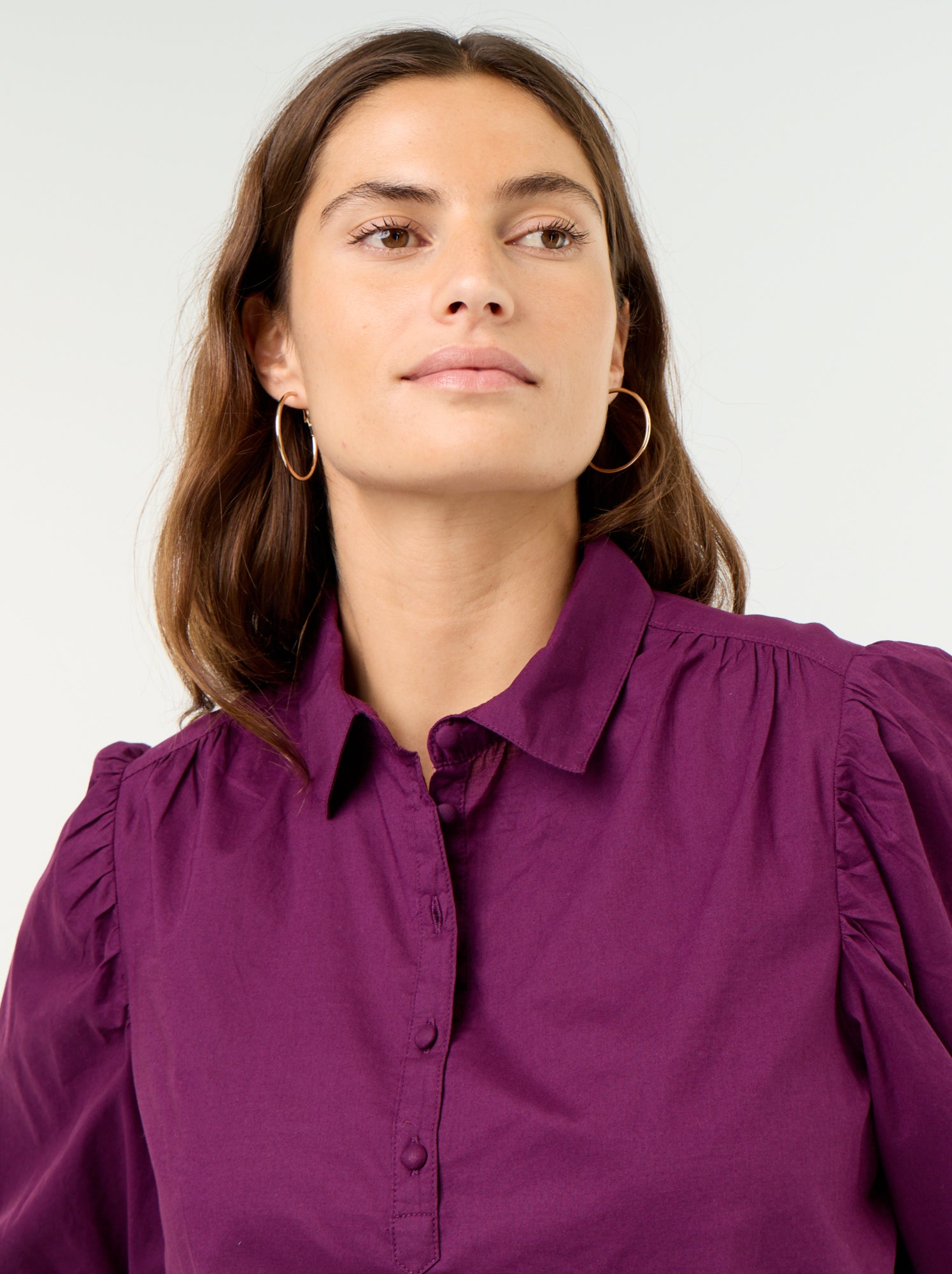 Chemisier avec col boutonné - Violet (GBP09_4)