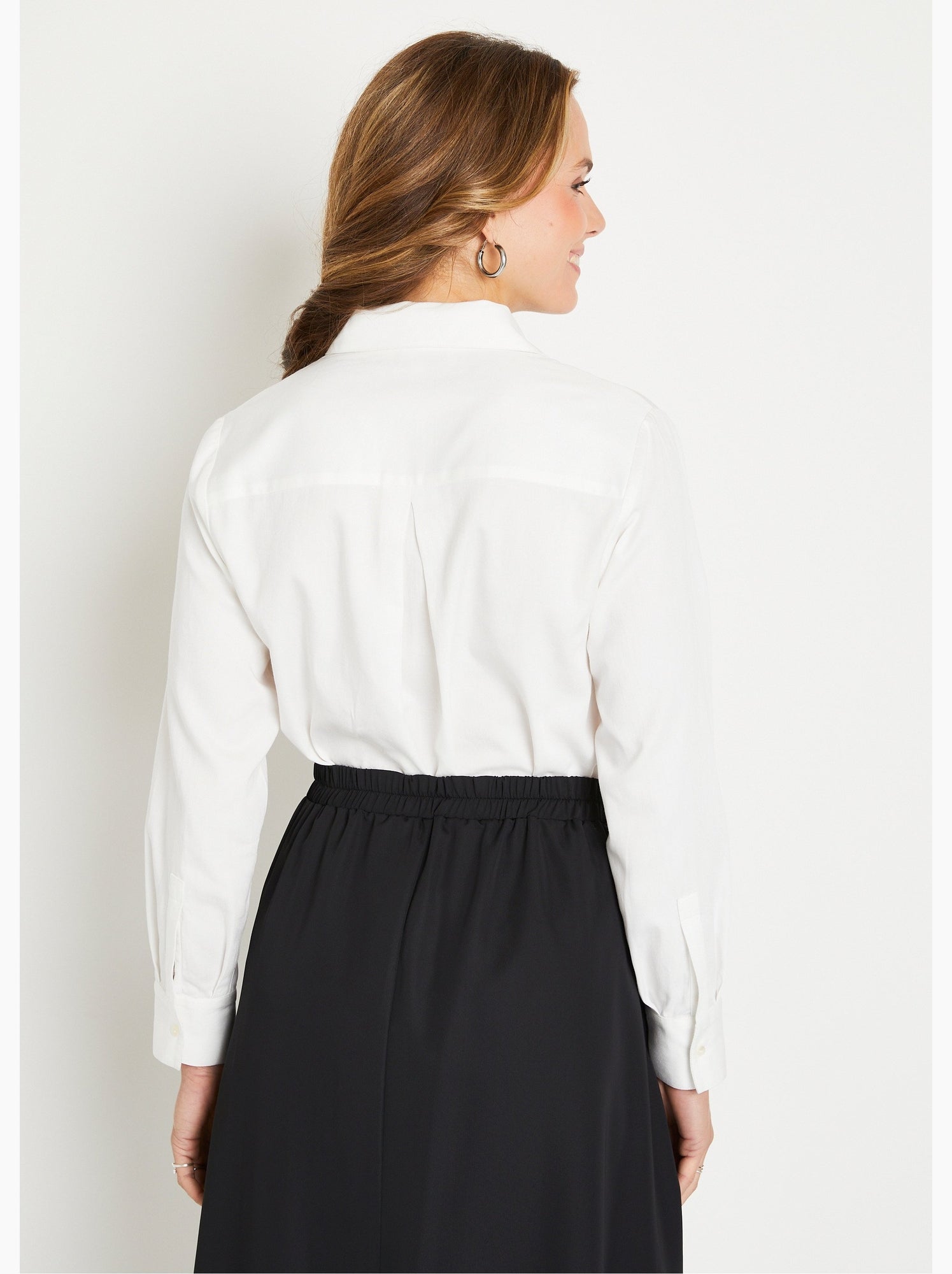 Chemisier droit boutonné coton uni bijoux - afibel - Ecru