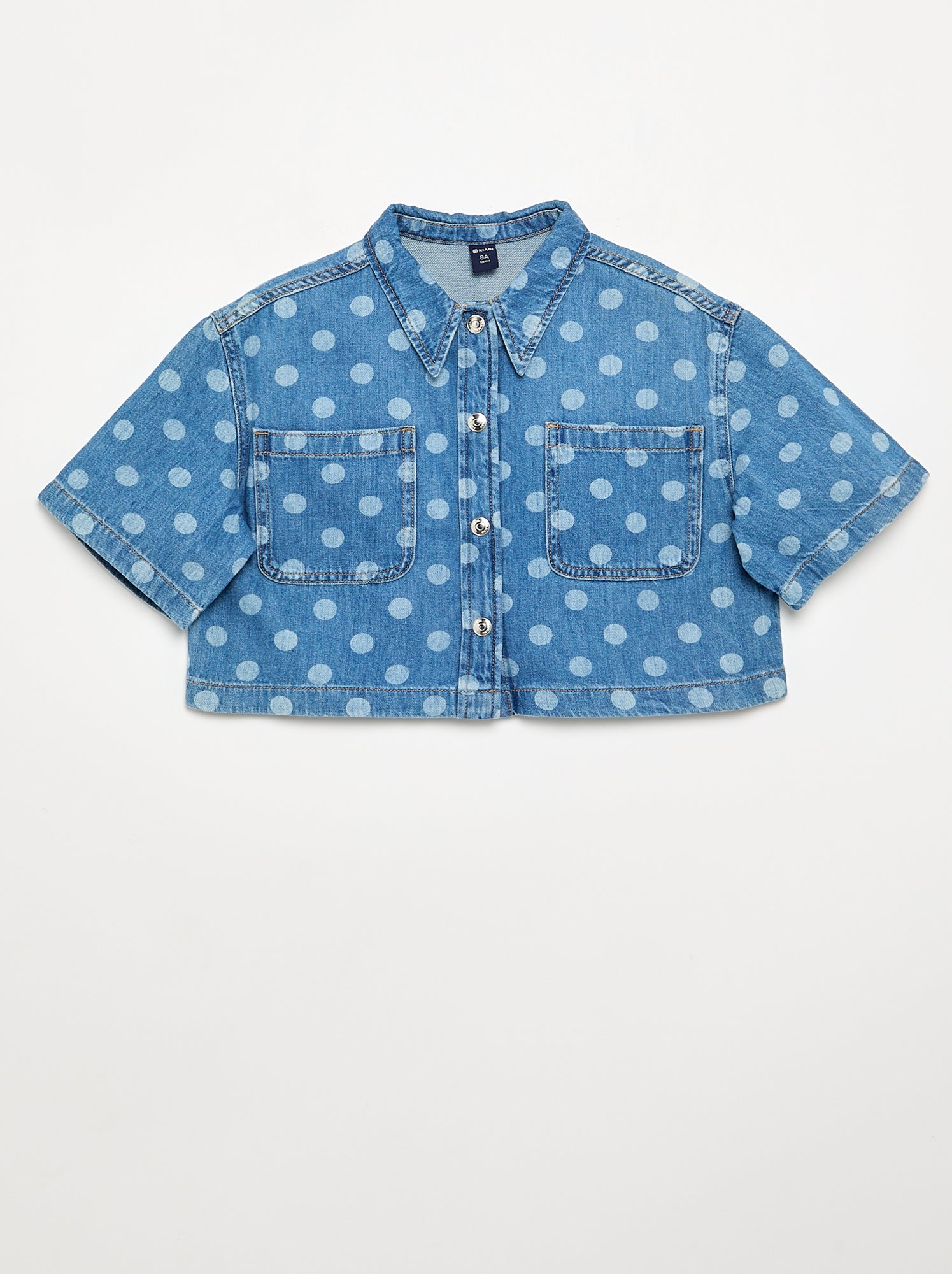 Chemisier en denim à pois - Bleu