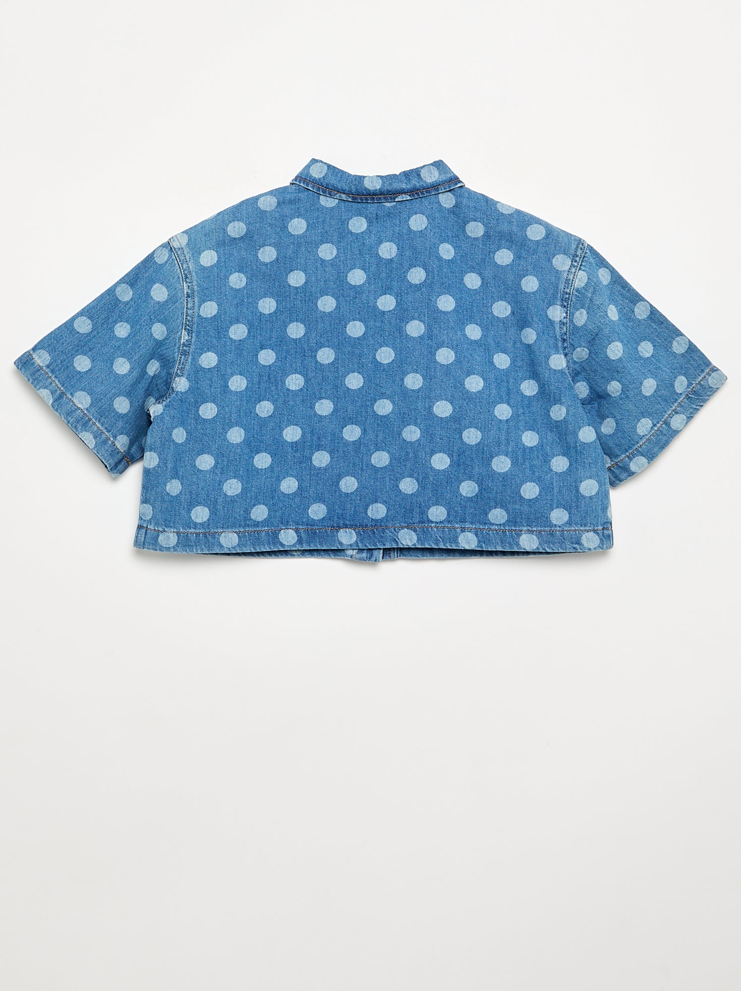 Chemisier en denim à pois - Bleu