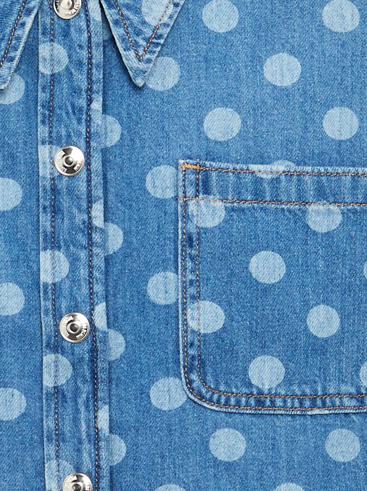 Chemisier en denim à pois - Bleu