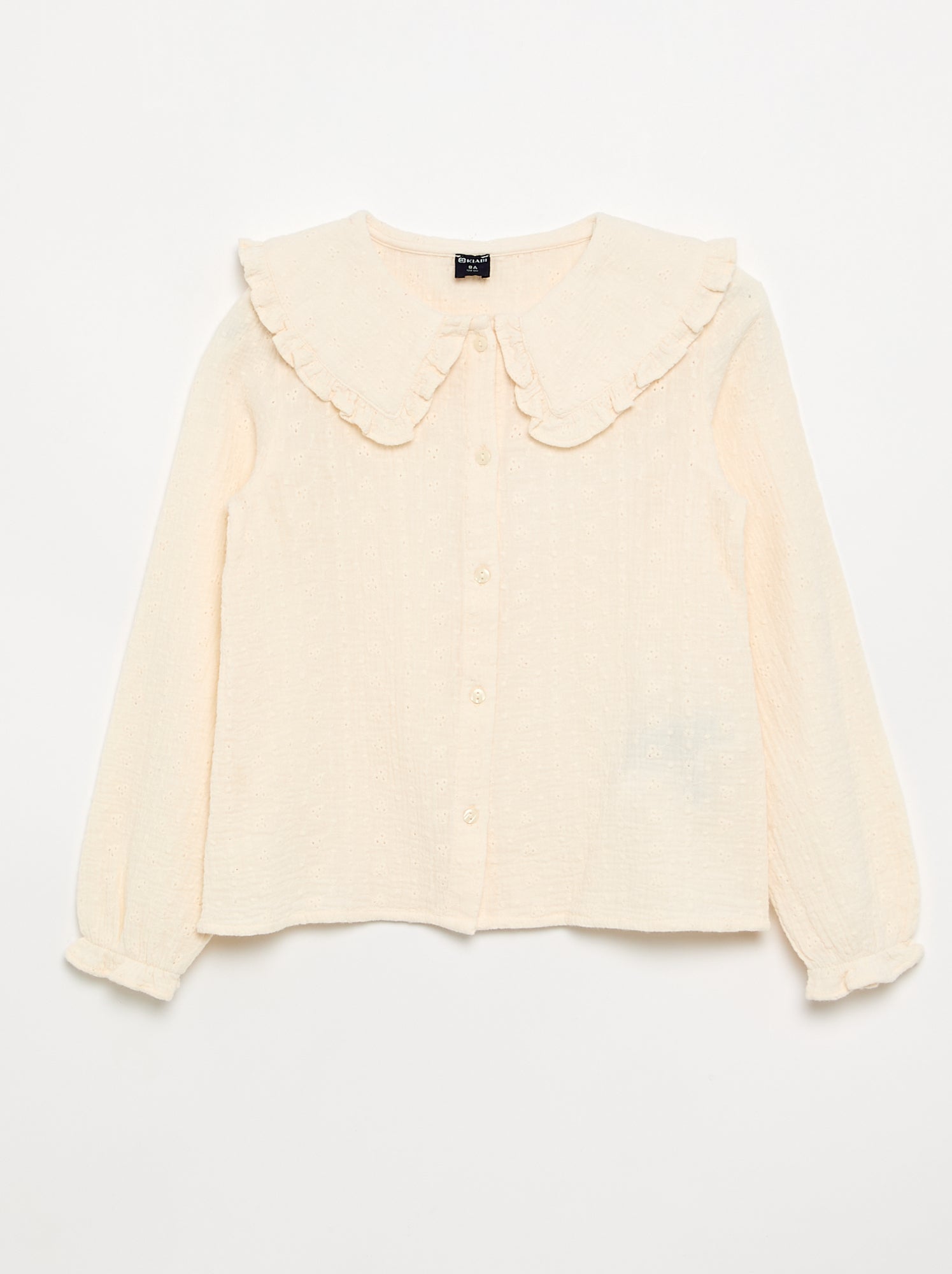 Chemisier en double gaze avec col claudine - Beige