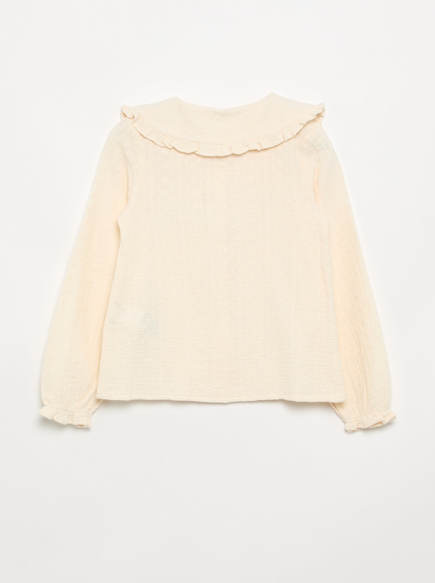 Chemisier en double gaze avec col claudine - Beige