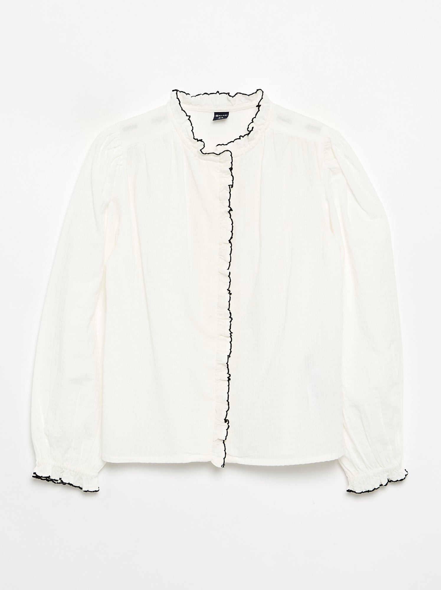 Chemisier en gaze de coton avec volants - Blanc