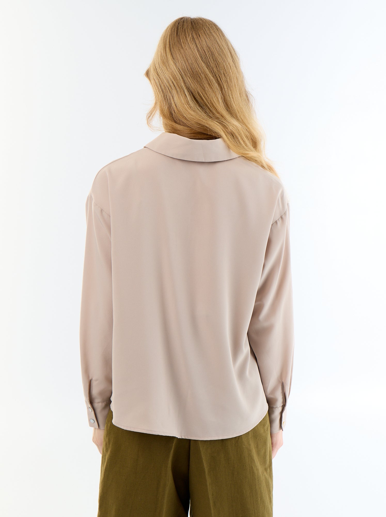 Chemisier fluide uni - Beige (FXD86_1)