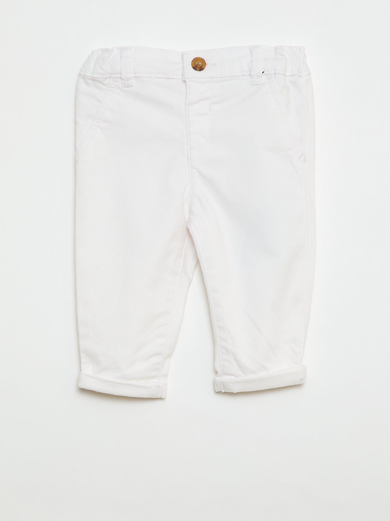 Chino droit en coton stretch - Blanc