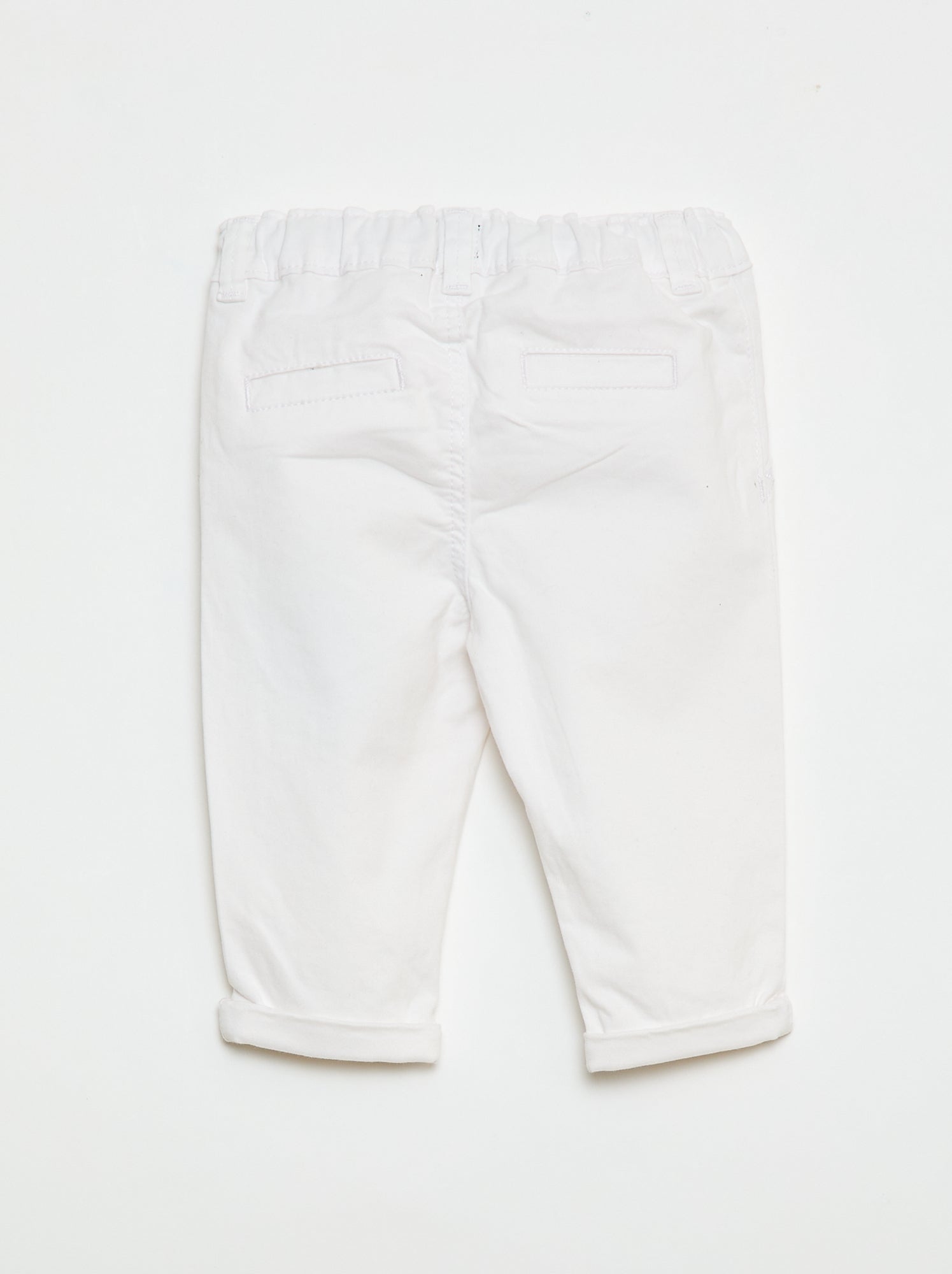 Chino droit en coton stretch - Blanc