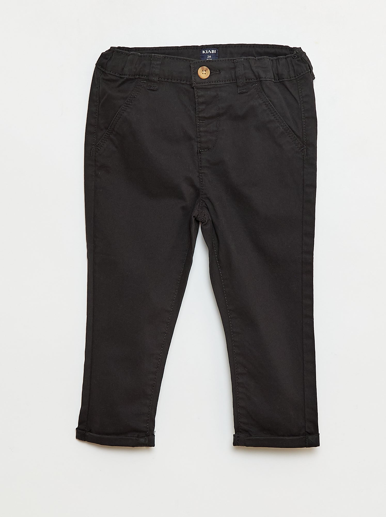 Chino droit en coton stretch - Noir
