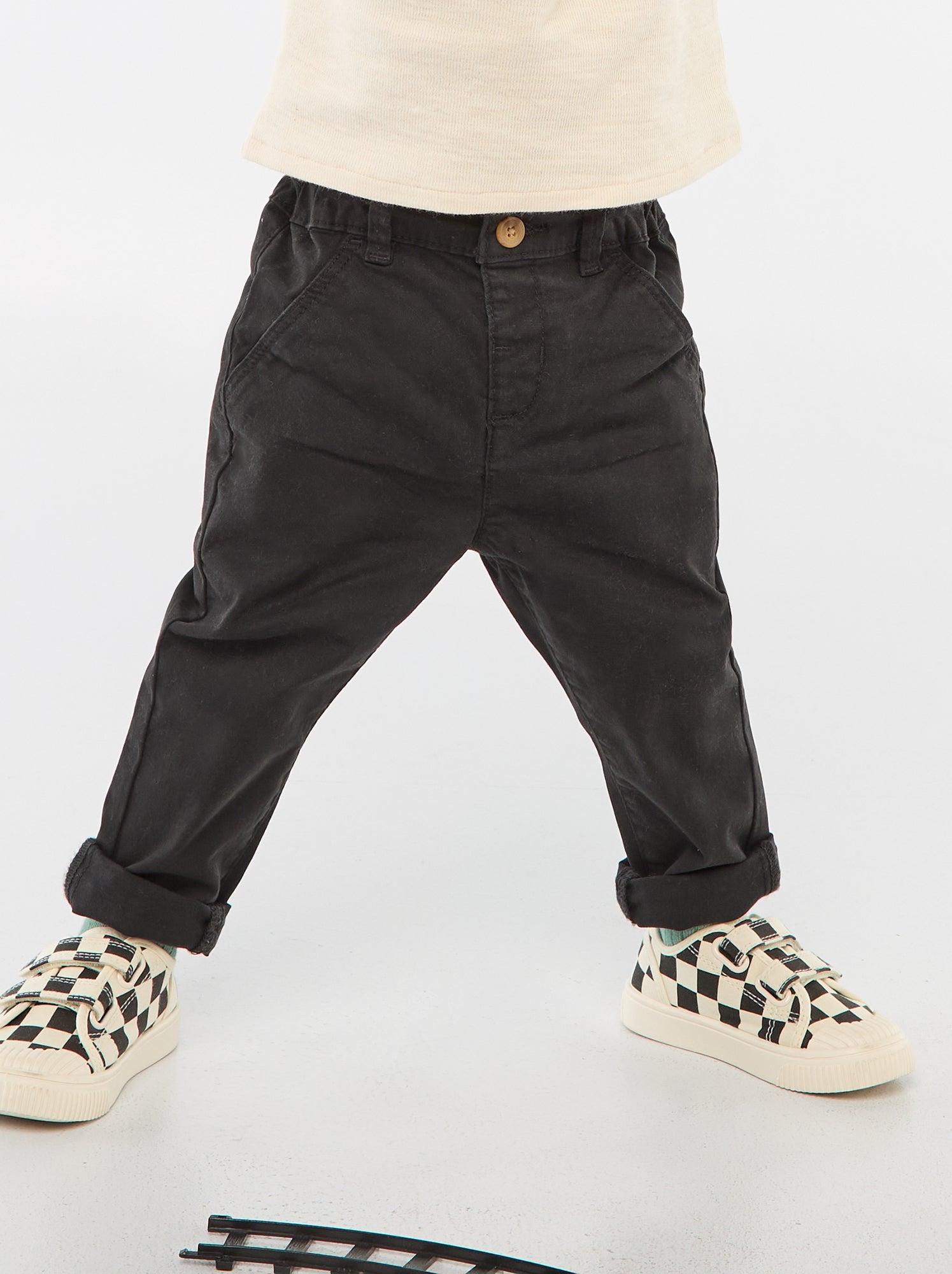 Chino droit en coton stretch - Noir