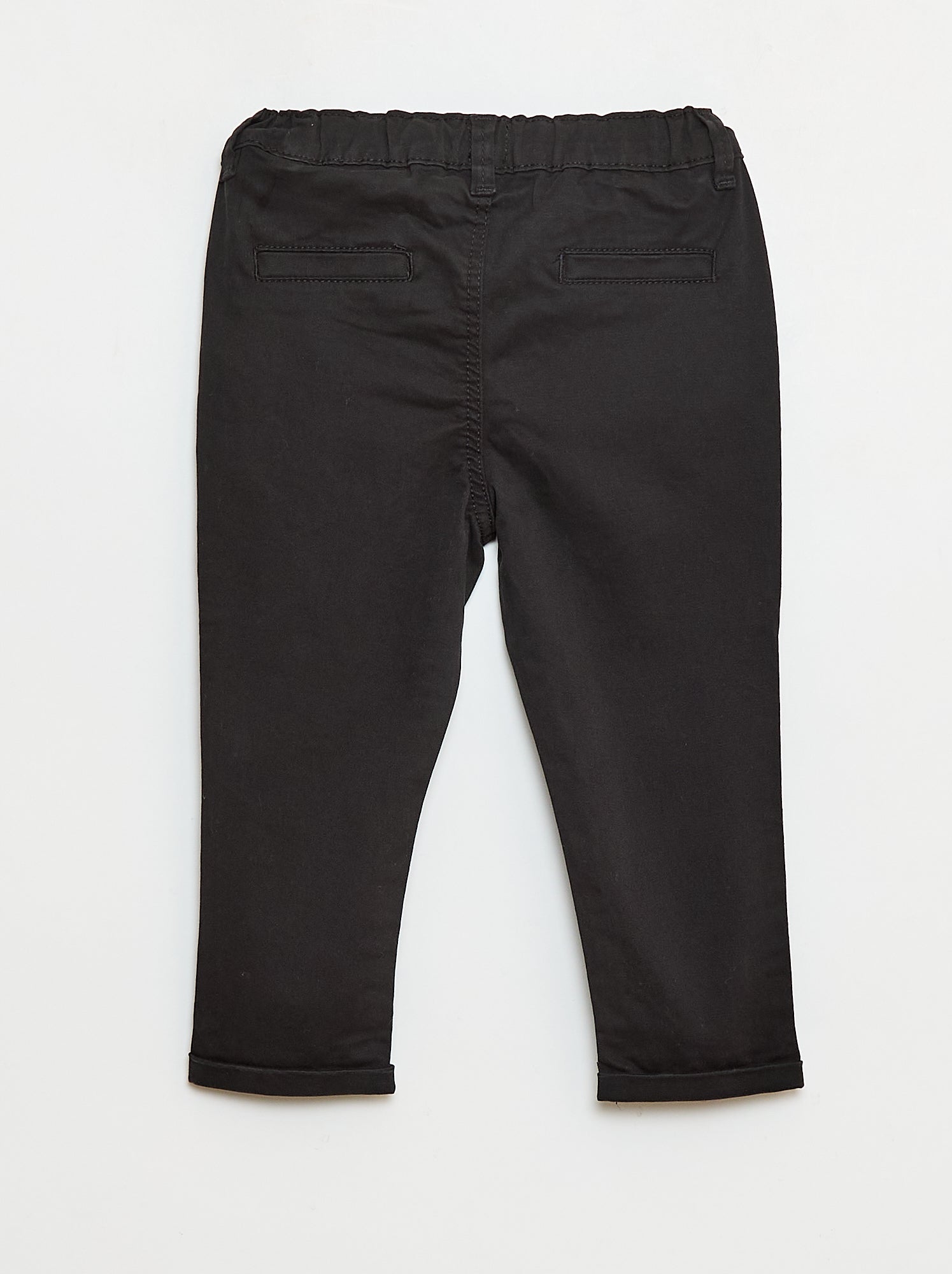 Chino droit en coton stretch - Noir