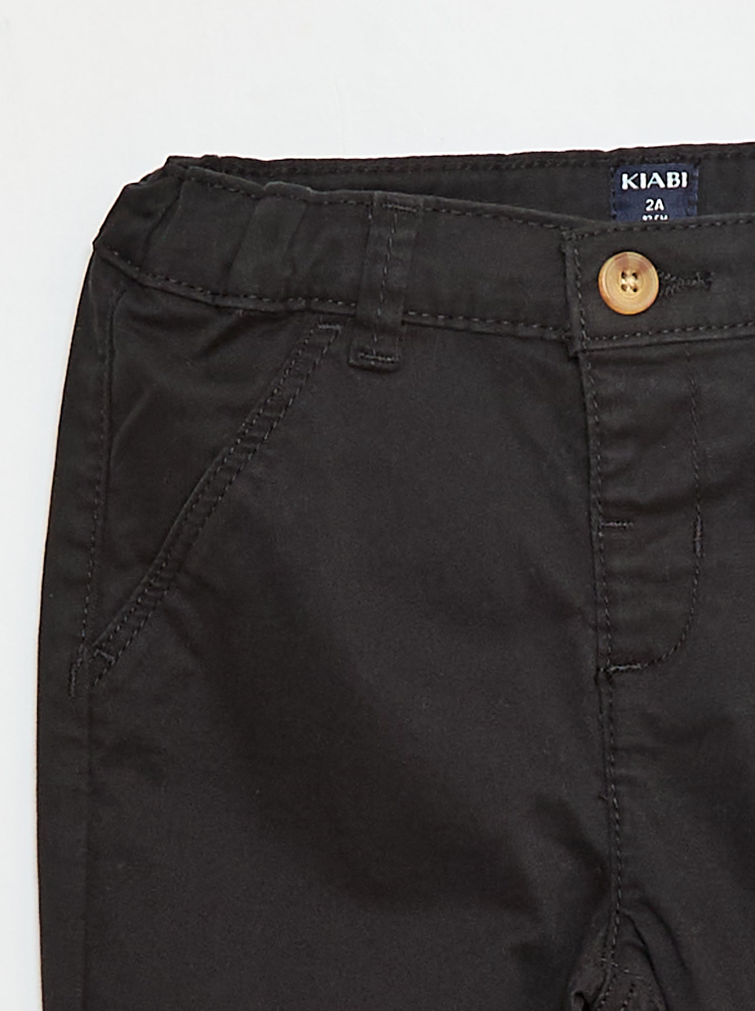 Chino droit en coton stretch - Noir