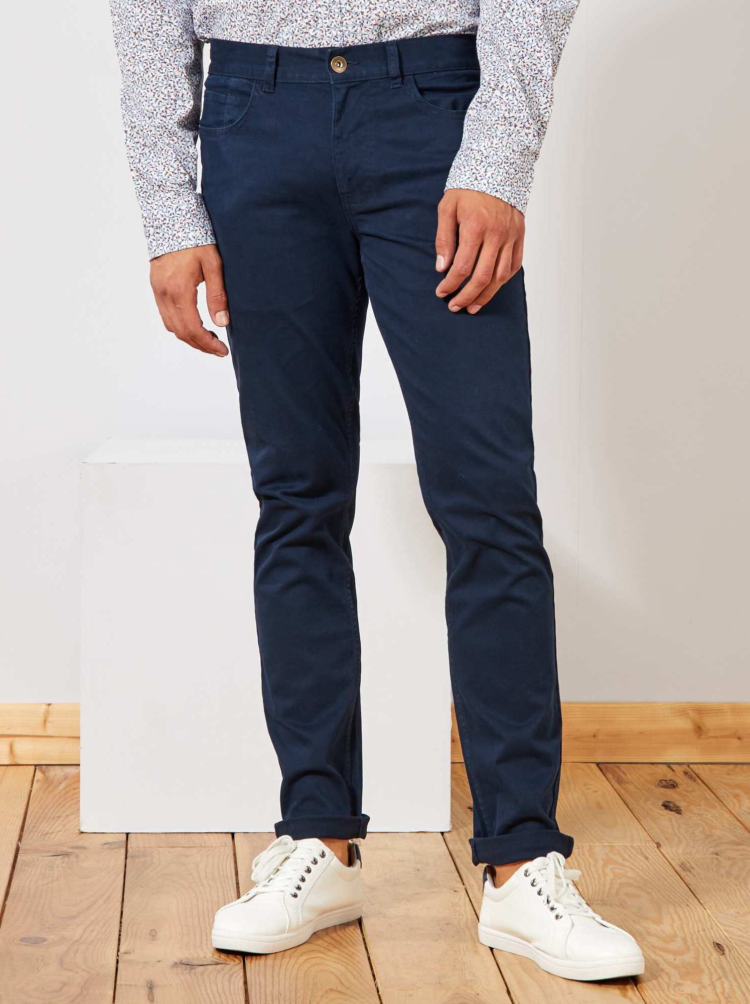 Chino slim 5 poches - L32 - bleu marine