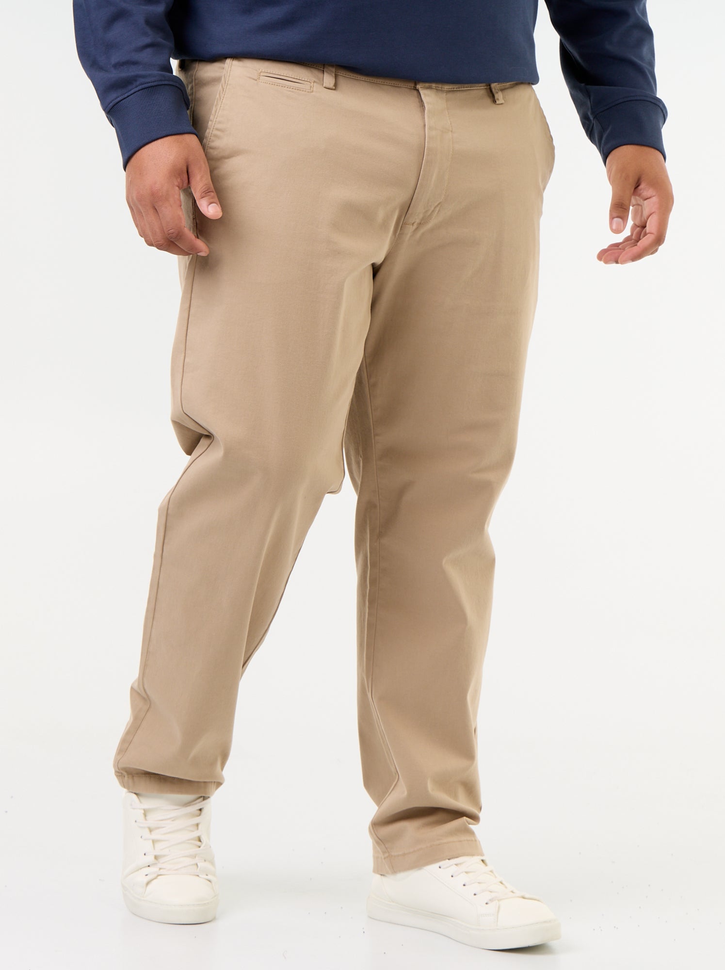 Chino uni taille standard - Beige