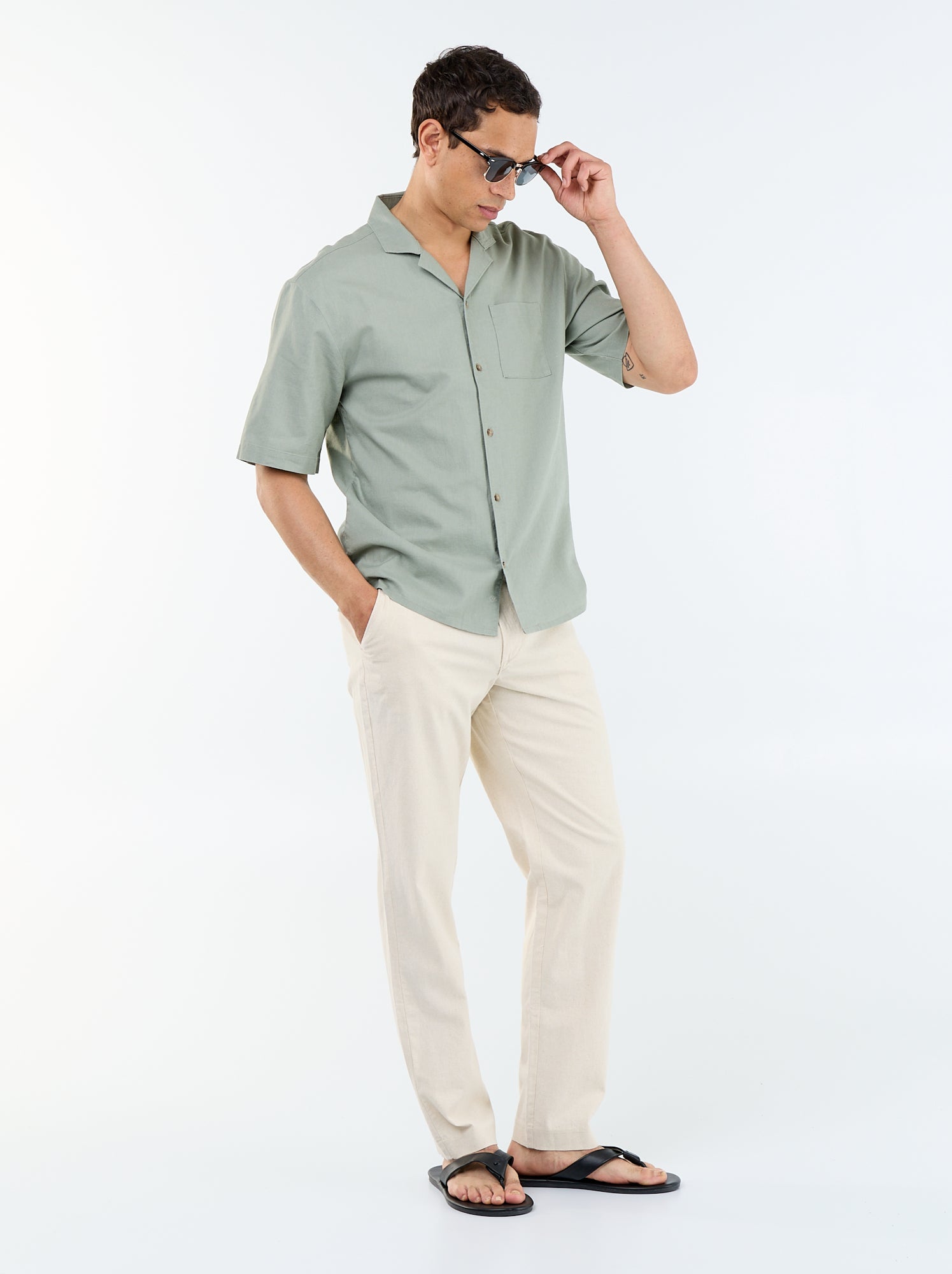 Chino uni taille standard - Blanc