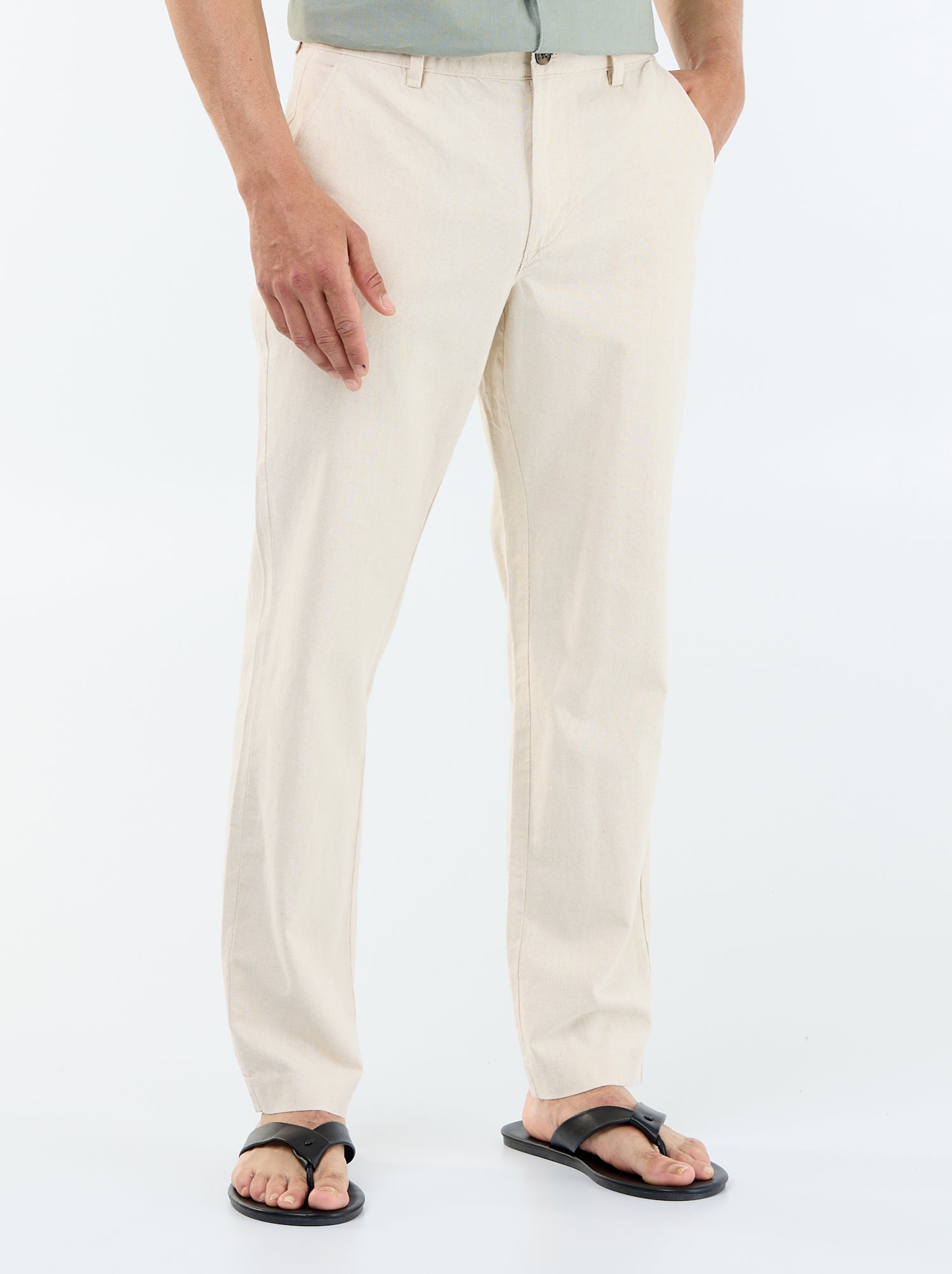 Chino uni taille standard - Blanc