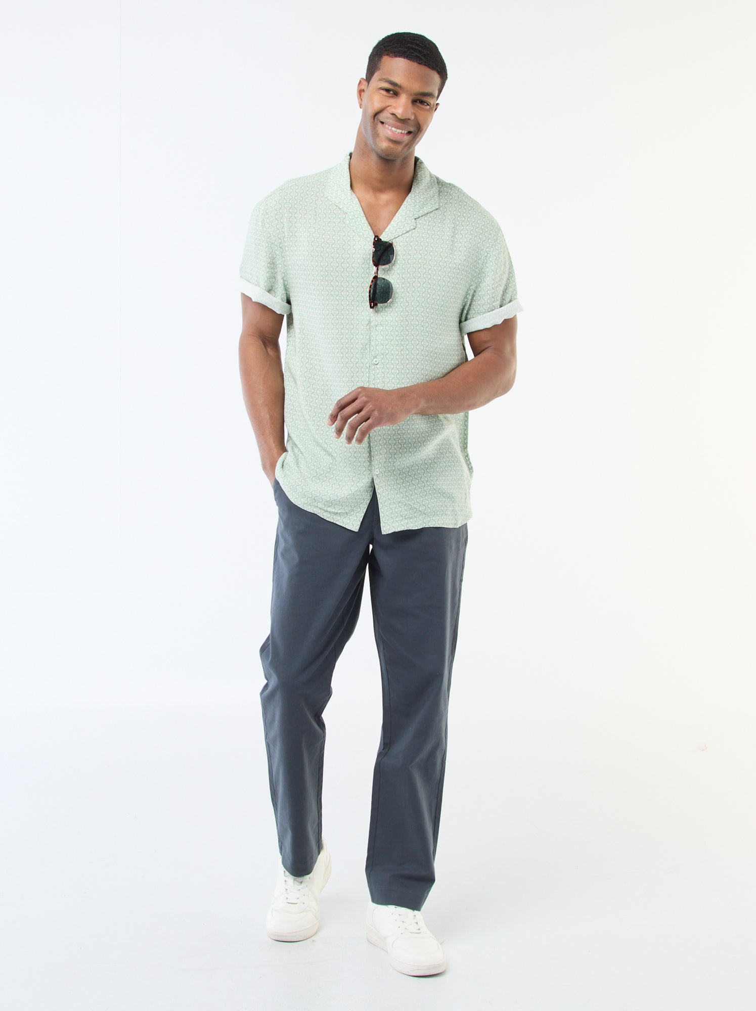 Chino uni taille standard - Bleu (ESY48_2)