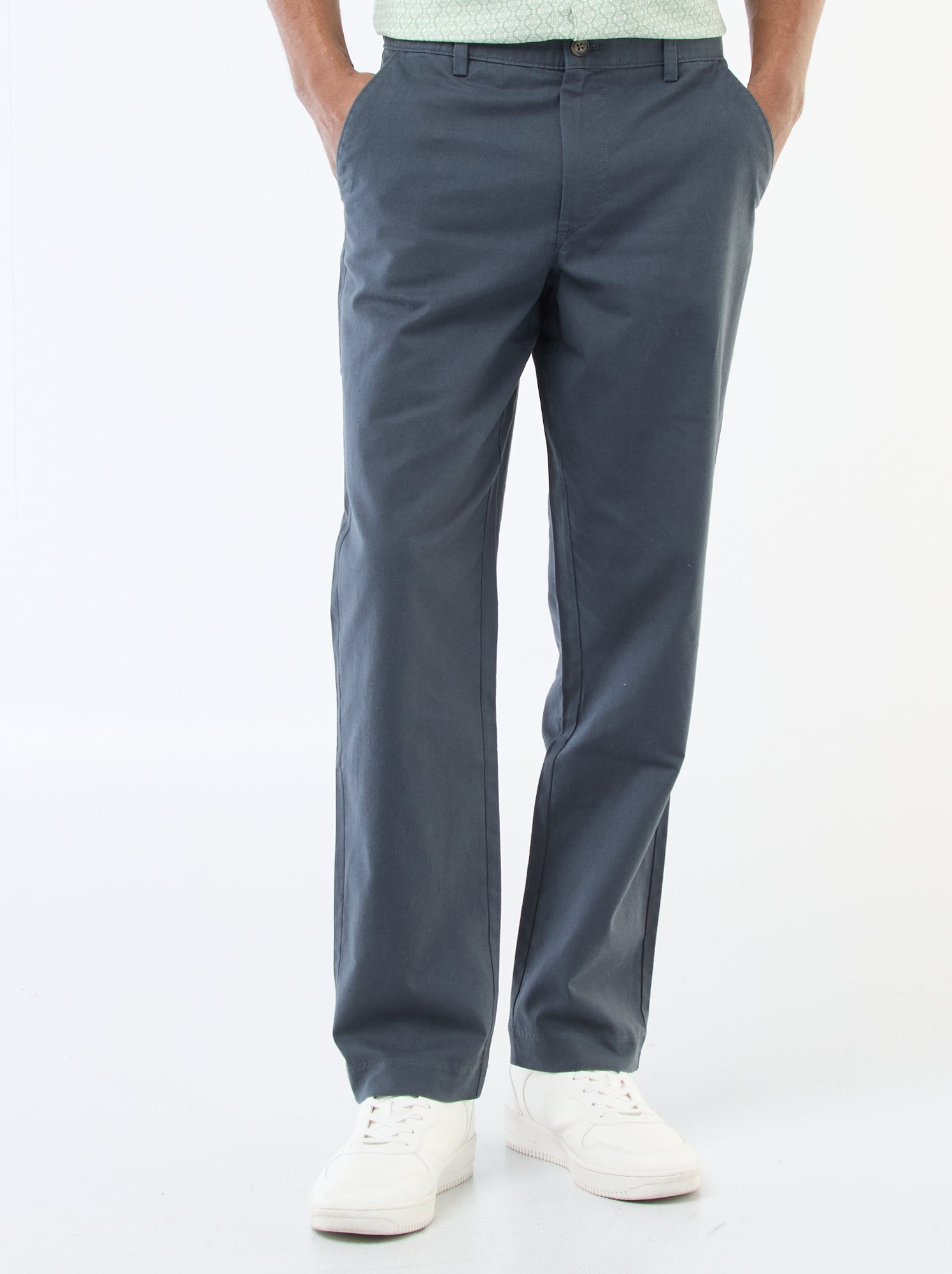 Chino uni taille standard - Bleu (ESY48_2)
