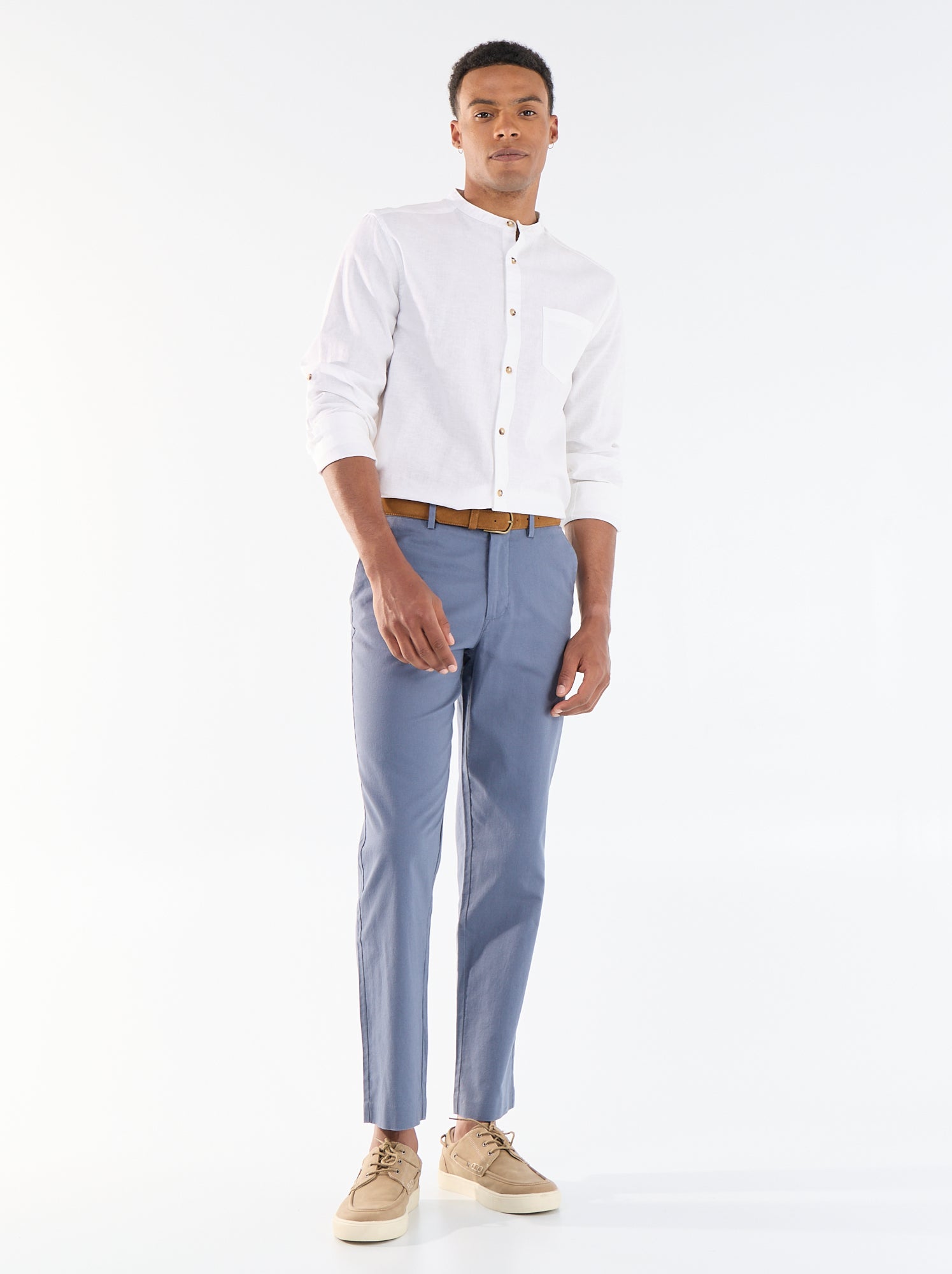 Chino uni taille standard - Bleu (ESY48_5)