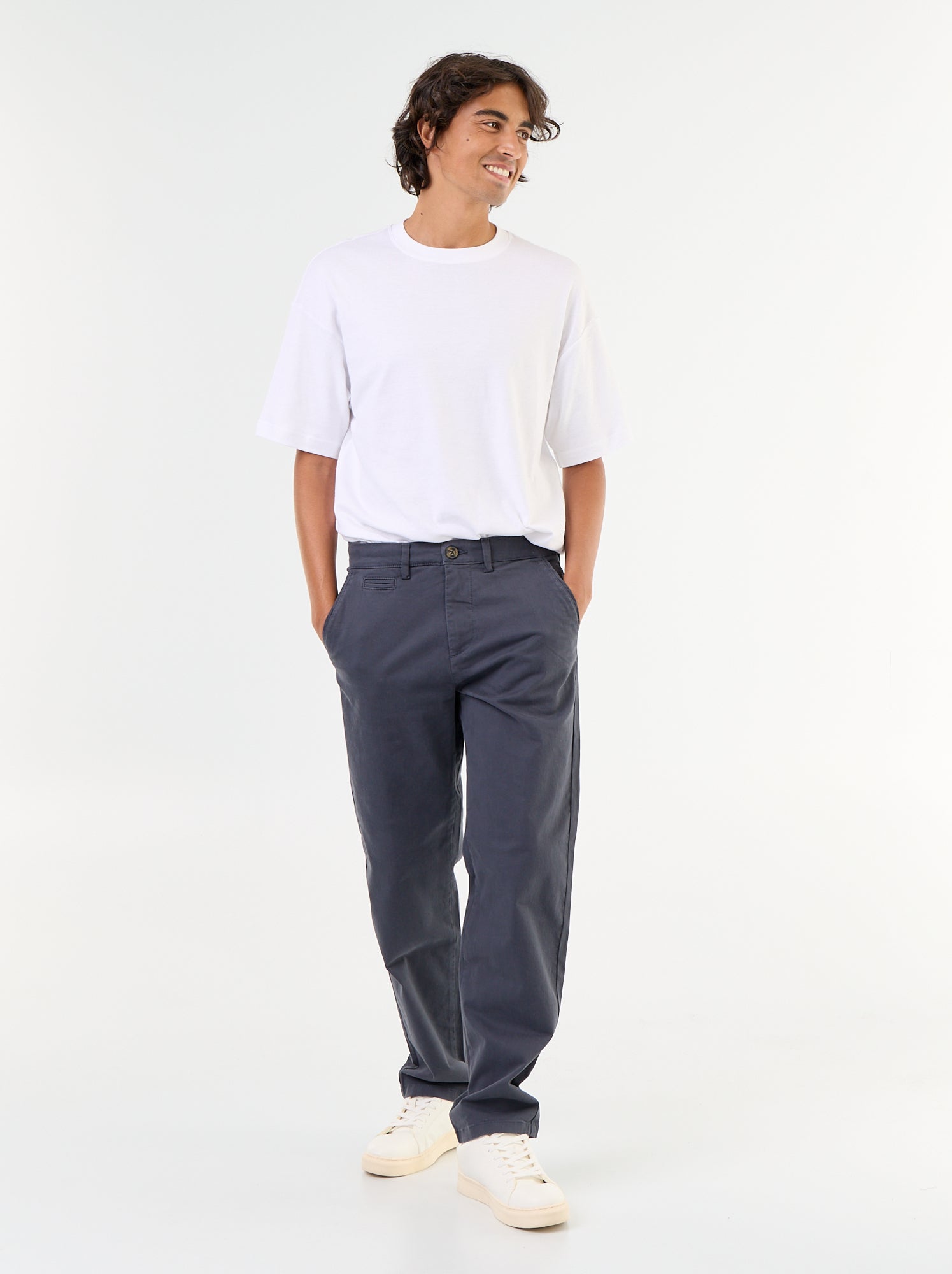 Chino uni taille standard - Bleu