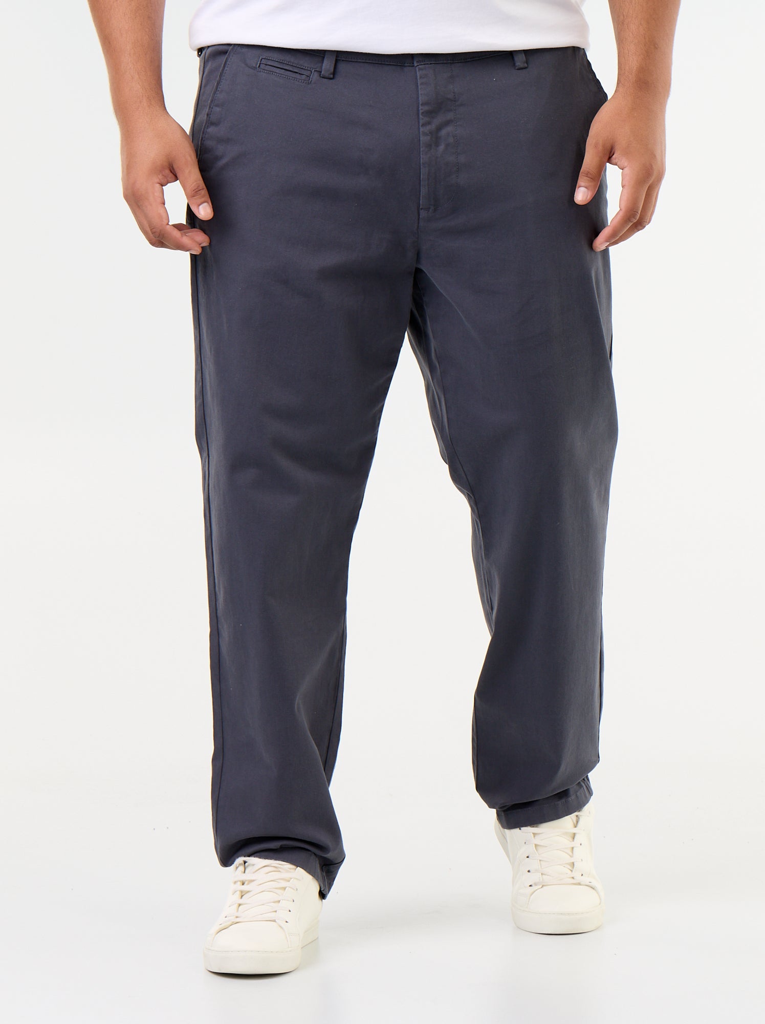 Chino uni taille standard - Bleu