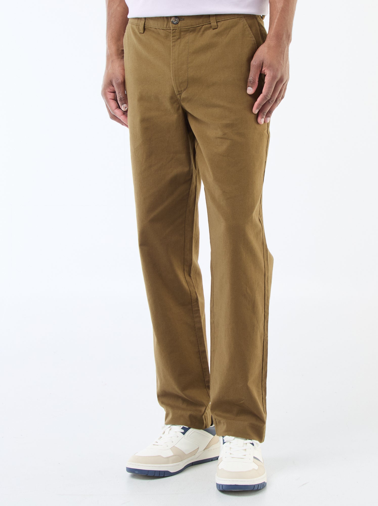 Chino uni taille standard - Kaki