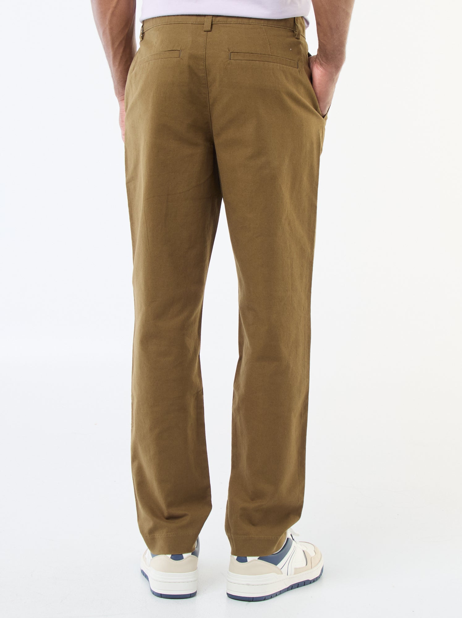 Chino uni taille standard - Kaki