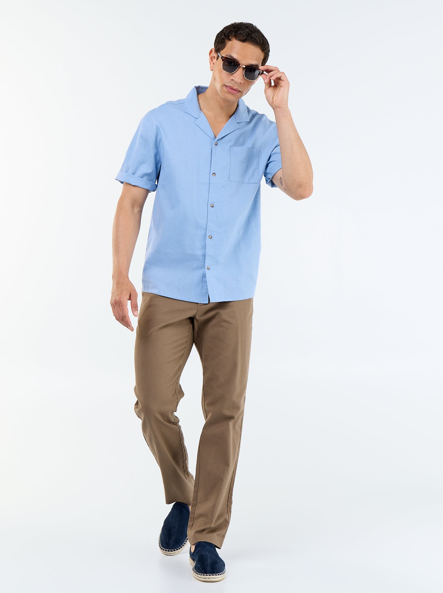 Chino uni taille standard - Marron