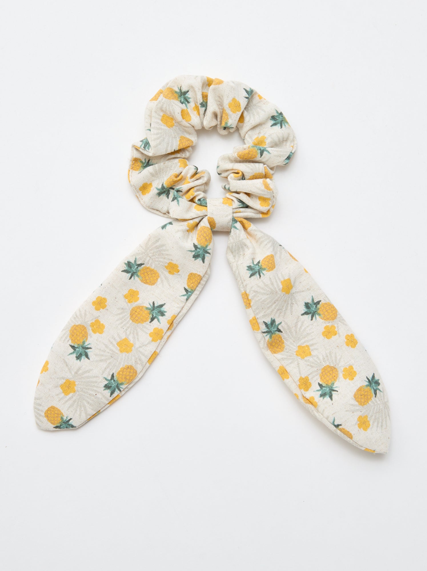 Chouchou ananas avec noeud long - Jaune