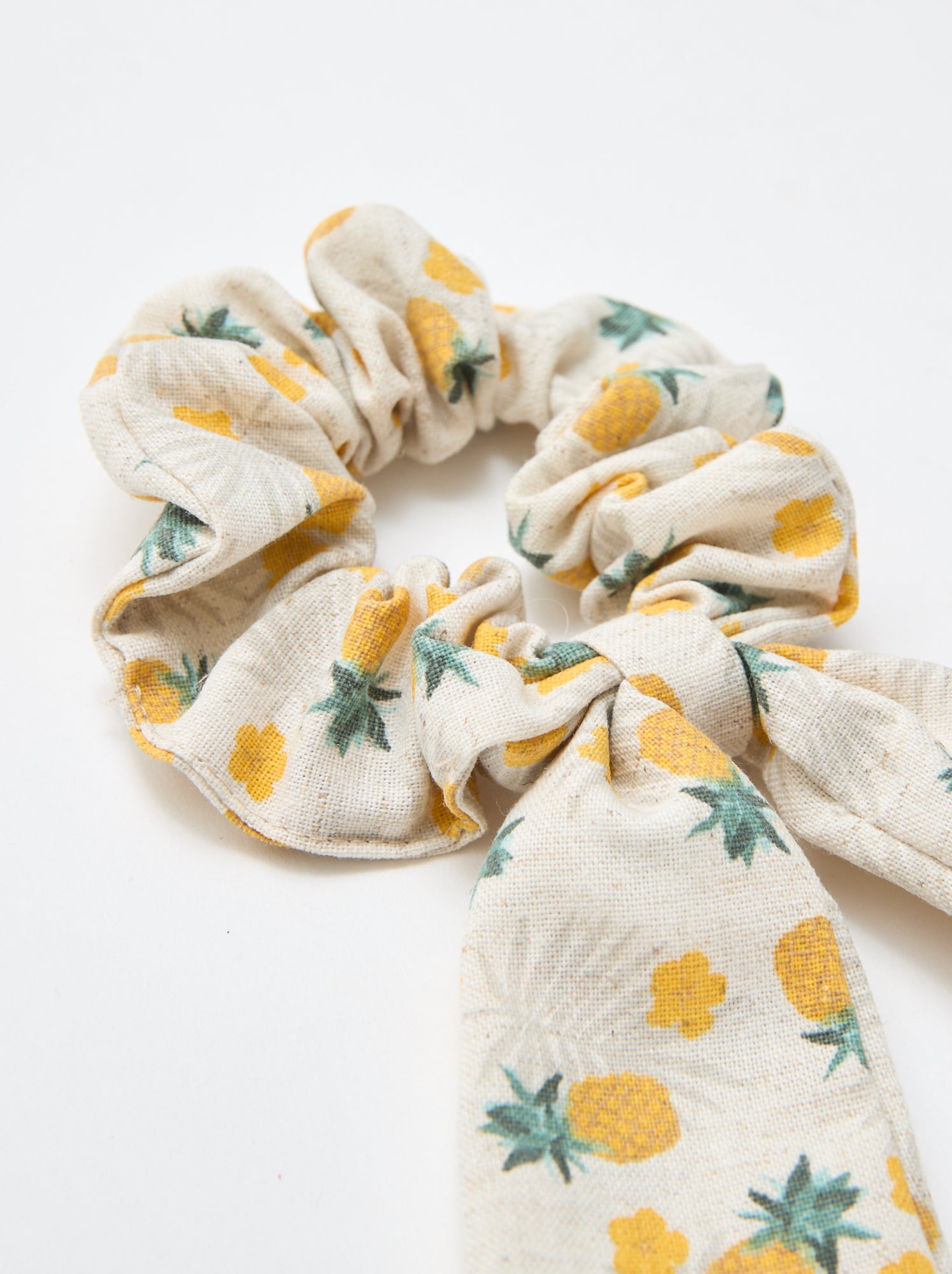 Chouchou ananas avec noeud long - Jaune