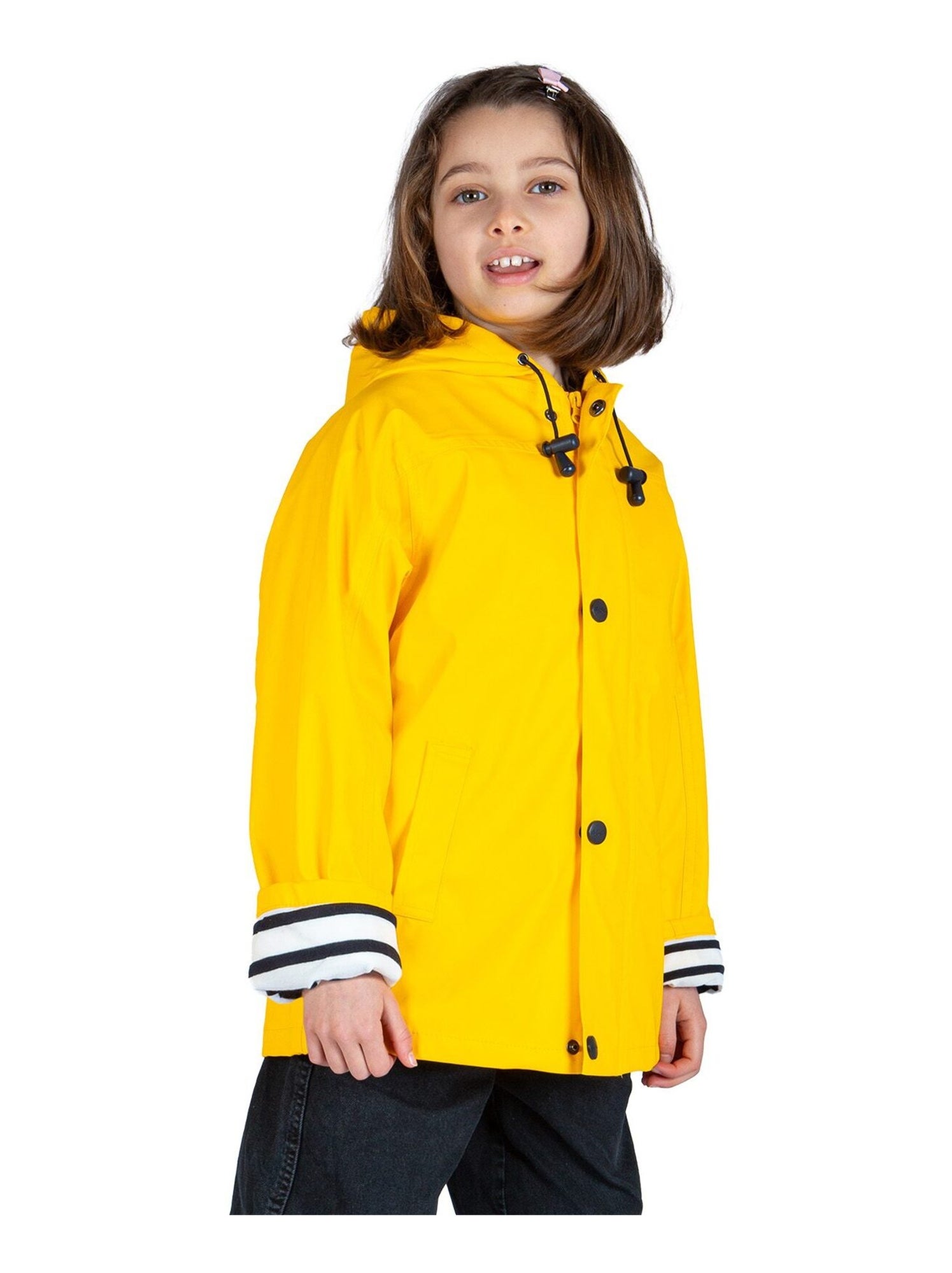 Ciré fille 'Breizh Océan' coupe droite, intérieur rayé - Jaune