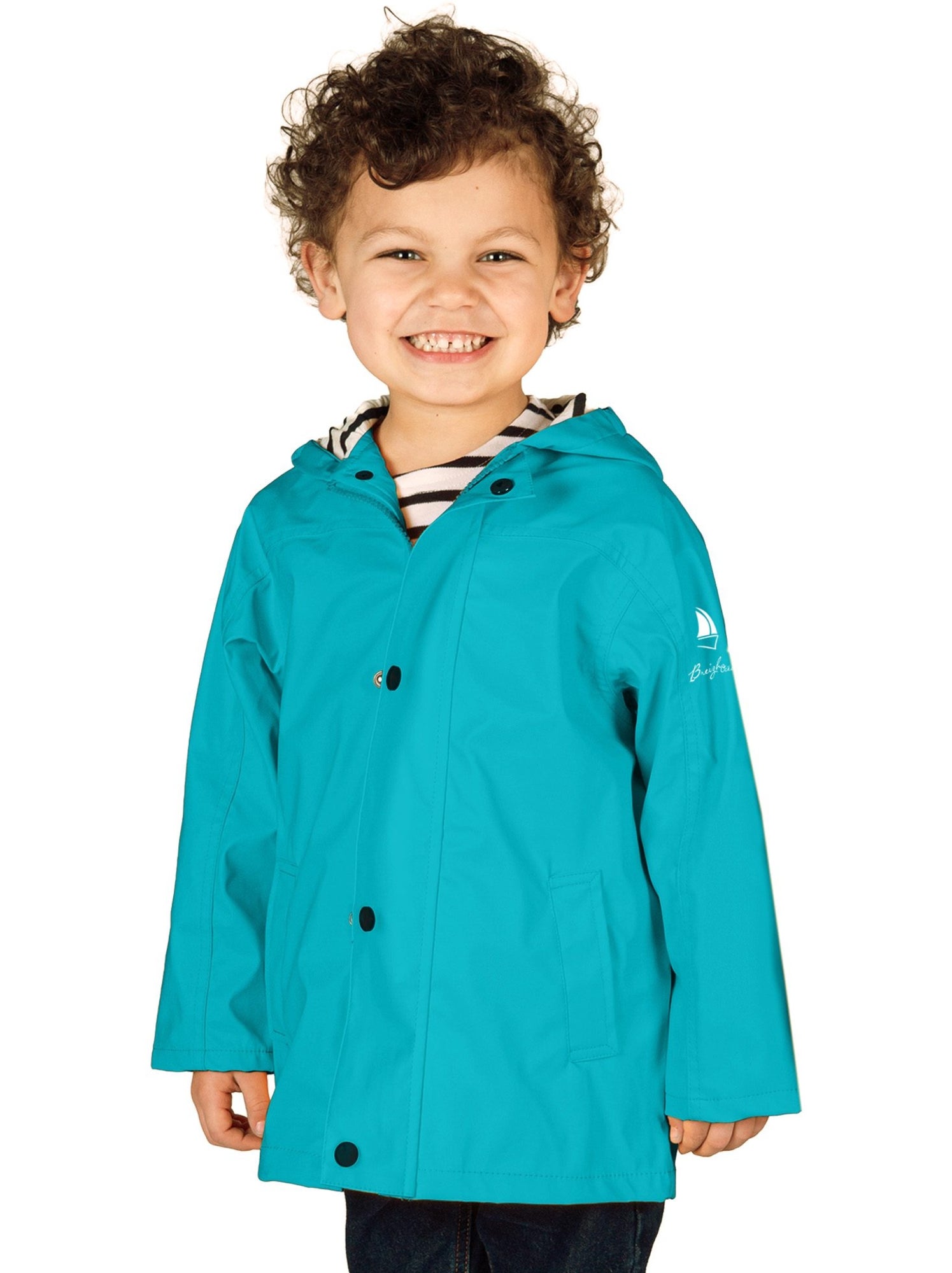 Ciré fille 'Breizh Océan' coupe droite, intérieur rayé - Turquoise
