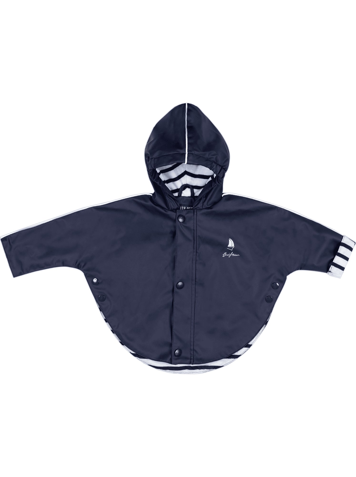 Ciré imperméable bébé 'Breizh Ocean' avec Capuche, Poncho Intérieur rayé - Bleu marine