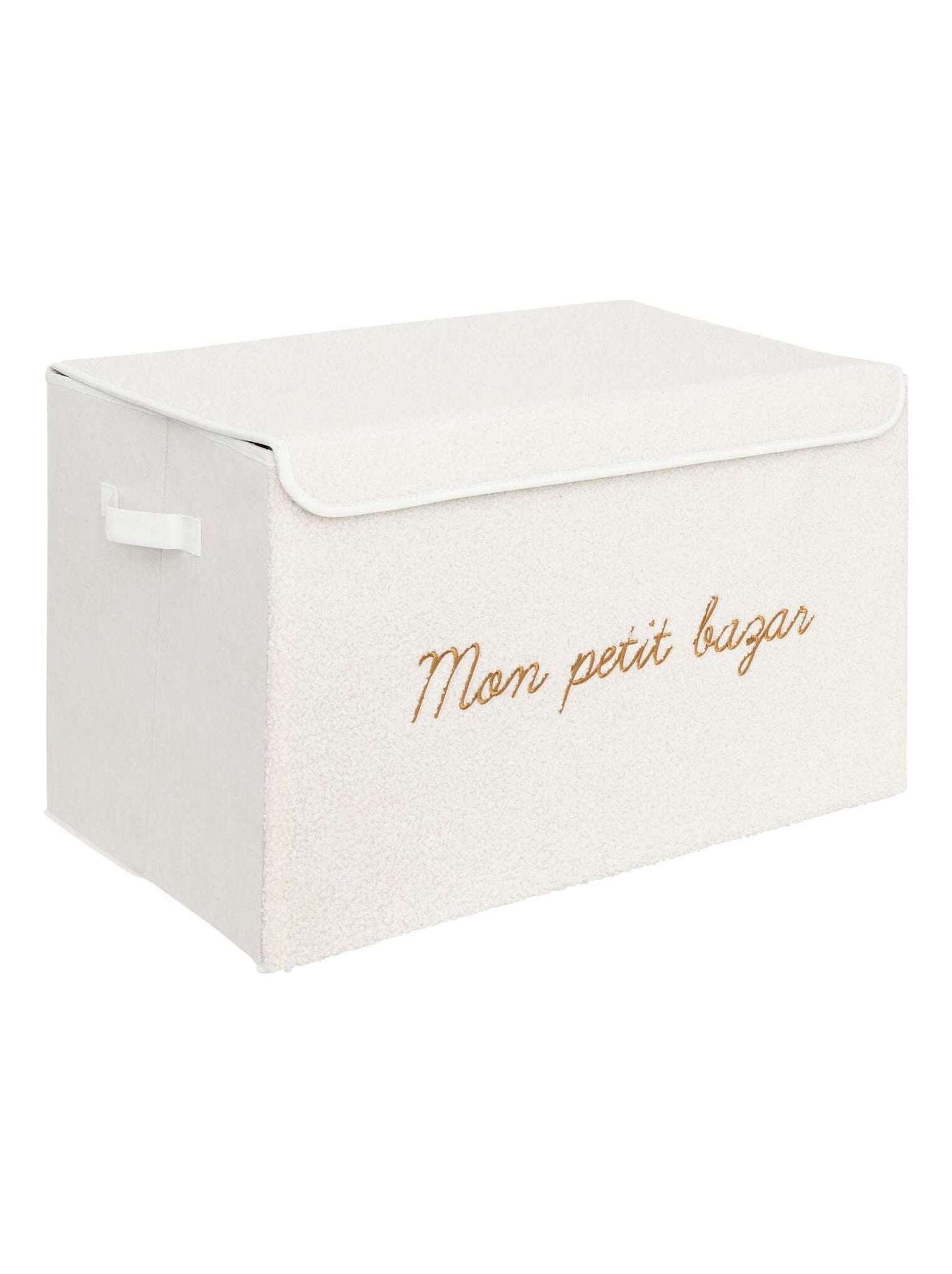 Coffre rangement en bouclette YUKI - Blanc