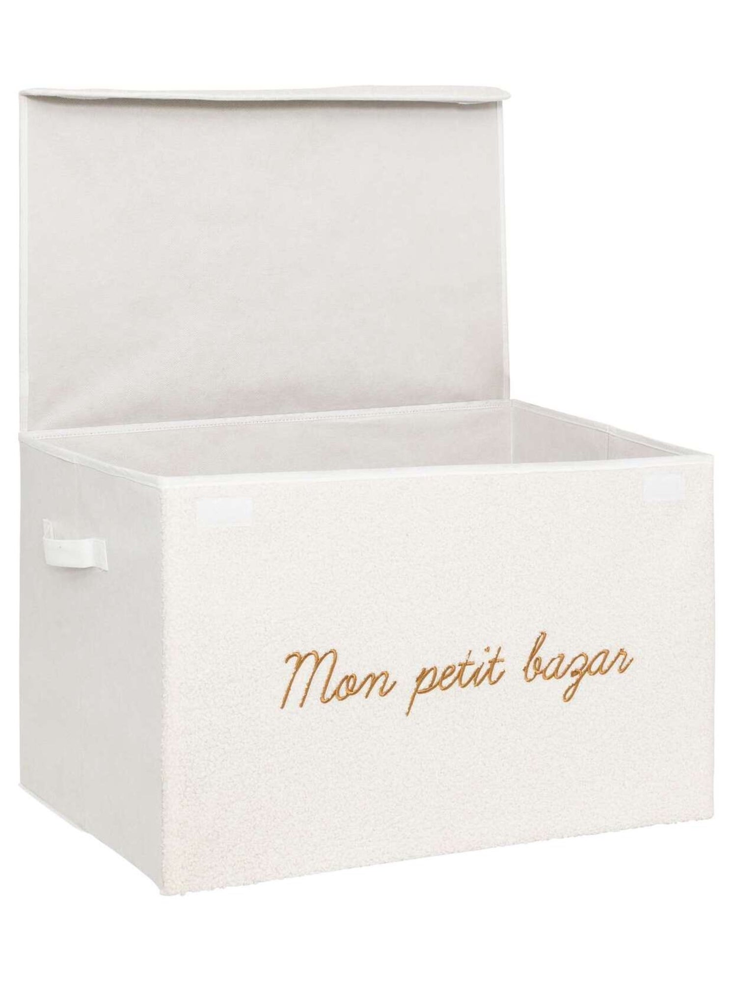 Coffre rangement en bouclette YUKI - Blanc