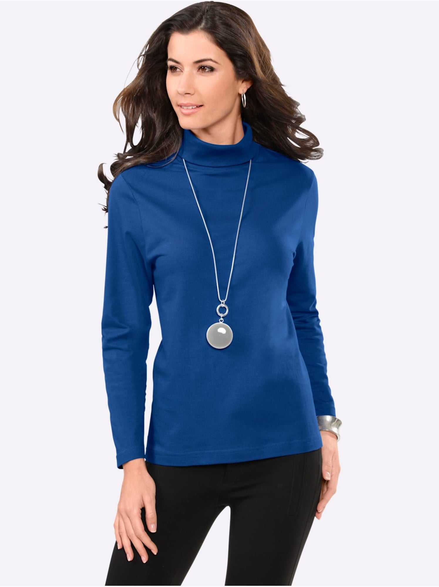 Col roulé léger avec manches longues et style moderne - taille standard - moda vilona - Bleu roi