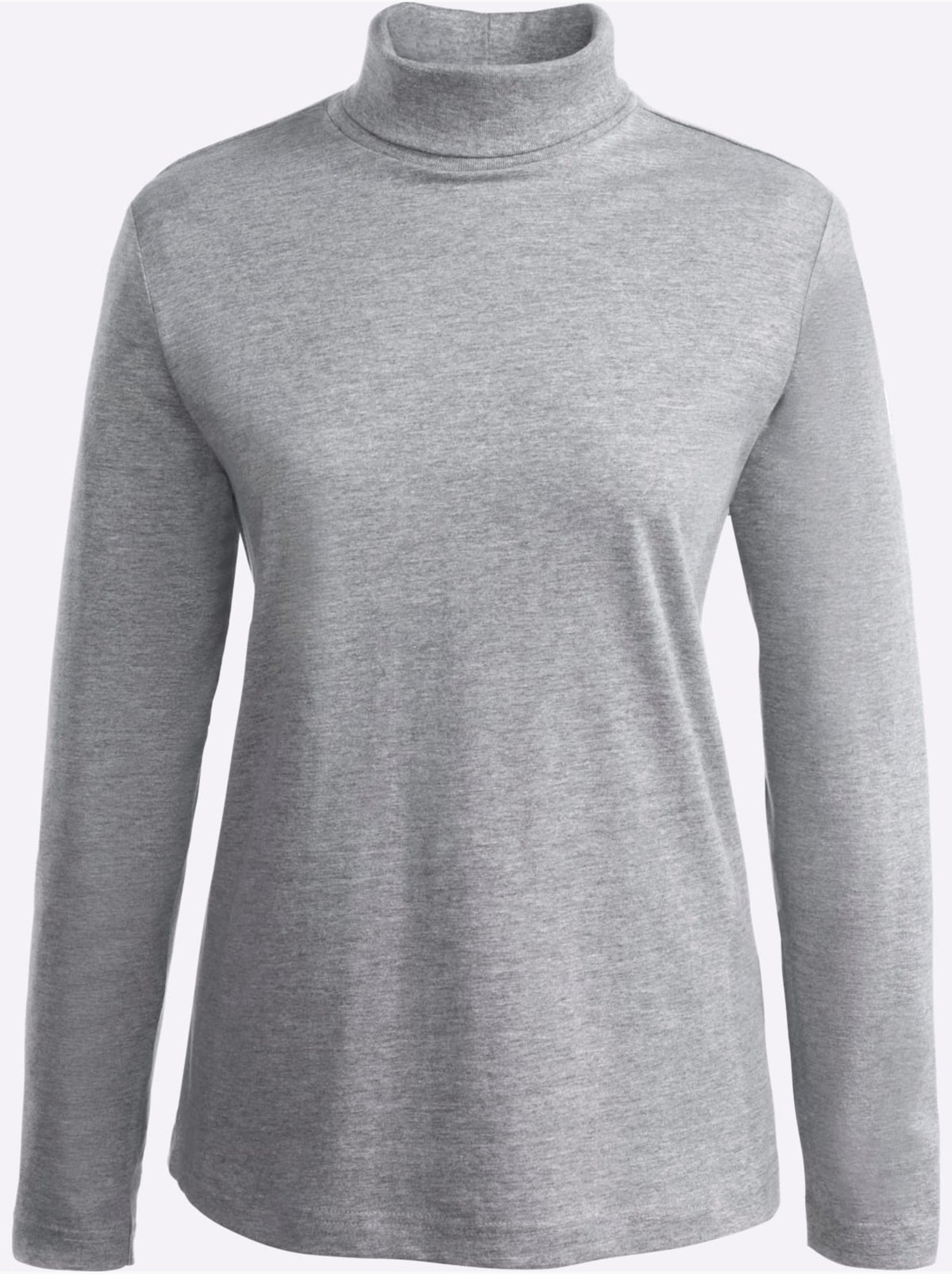 Col roulé léger avec manches longues et style moderne - taille standard - moda vilona - Gris chiné