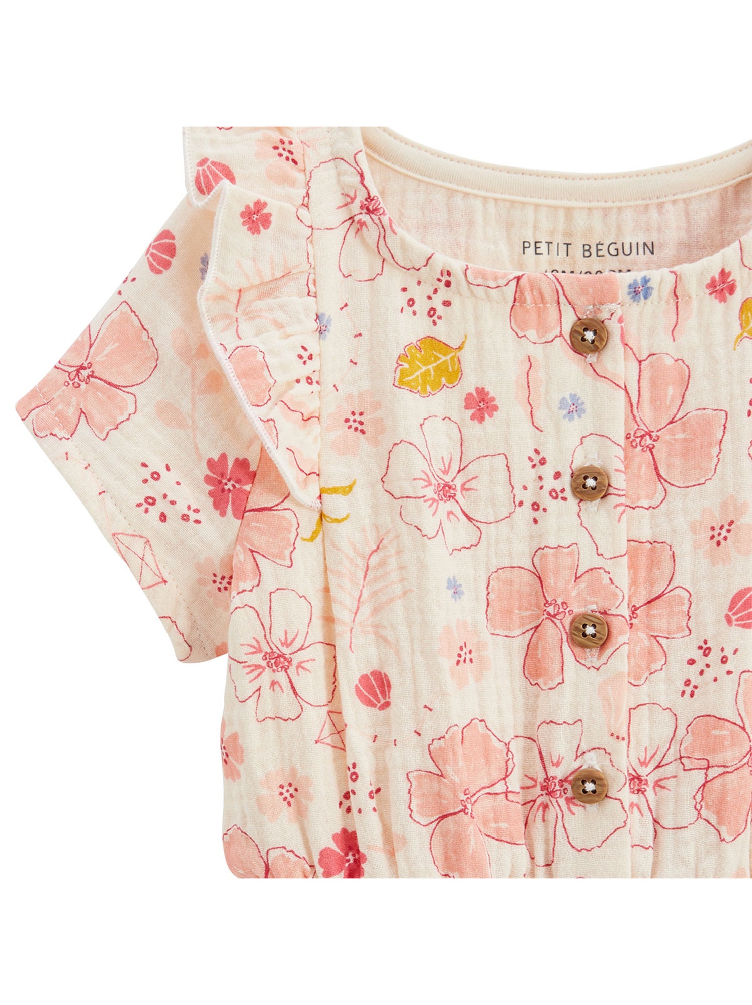Combinaison bébé en gaze de coton santa giulia - Ecru