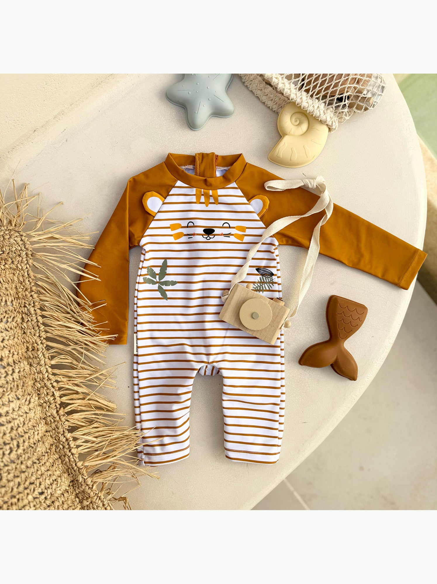 Combinaison de bain bébé manches longues protection uv mio - Camel