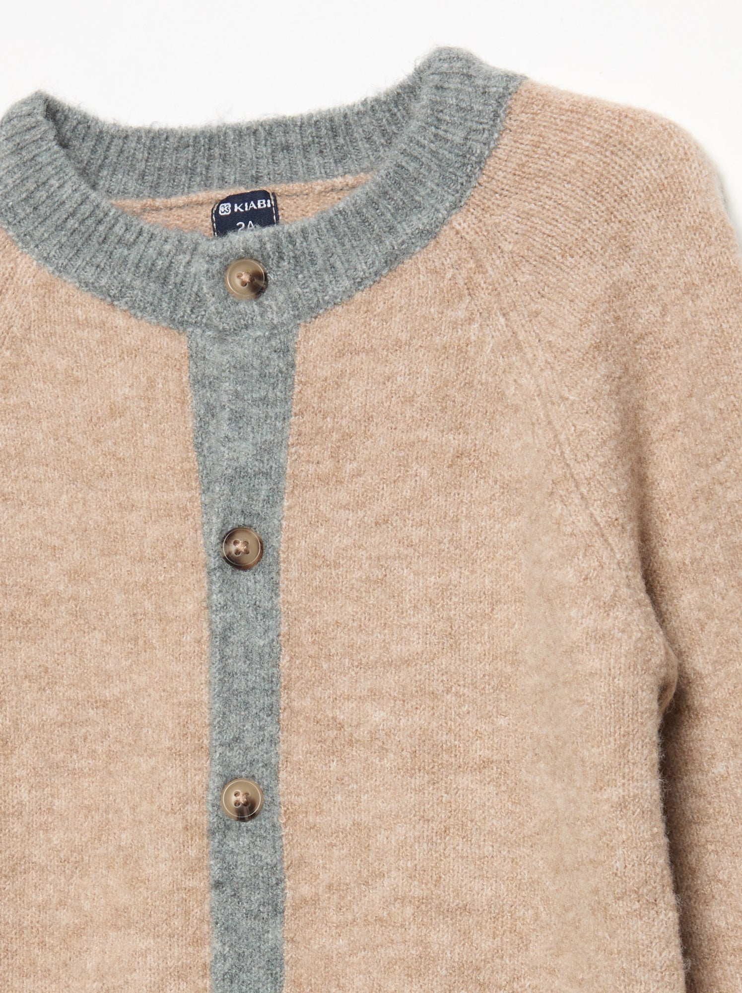 Combinaison longue bicolore en tricot - Beige
