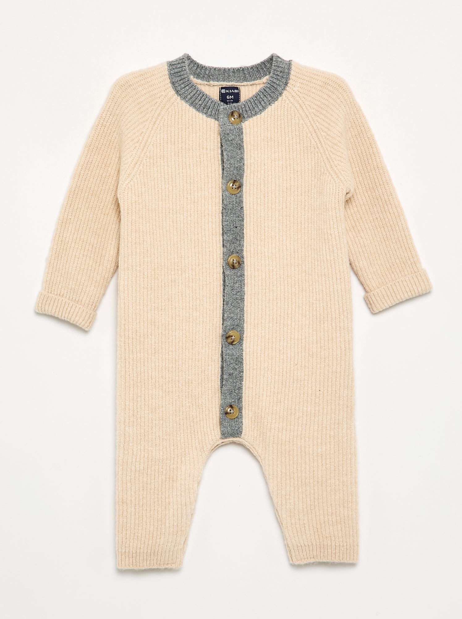 Combinaison longue en tricot - Beige