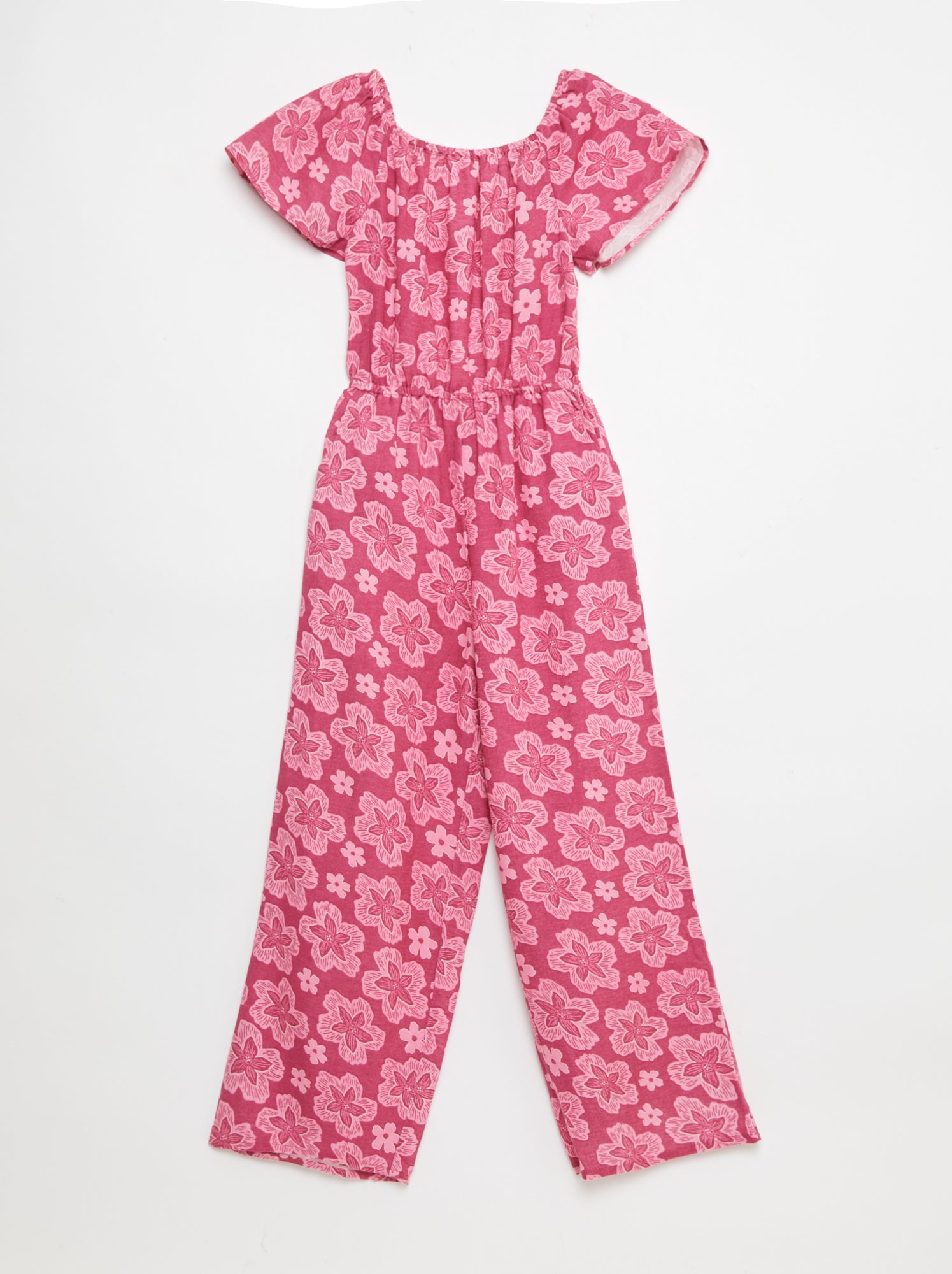 Combinaison pantalon large à manches courtes - Rose