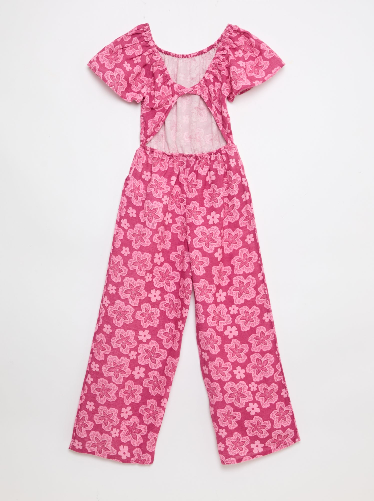 Combinaison pantalon large à manches courtes - Rose